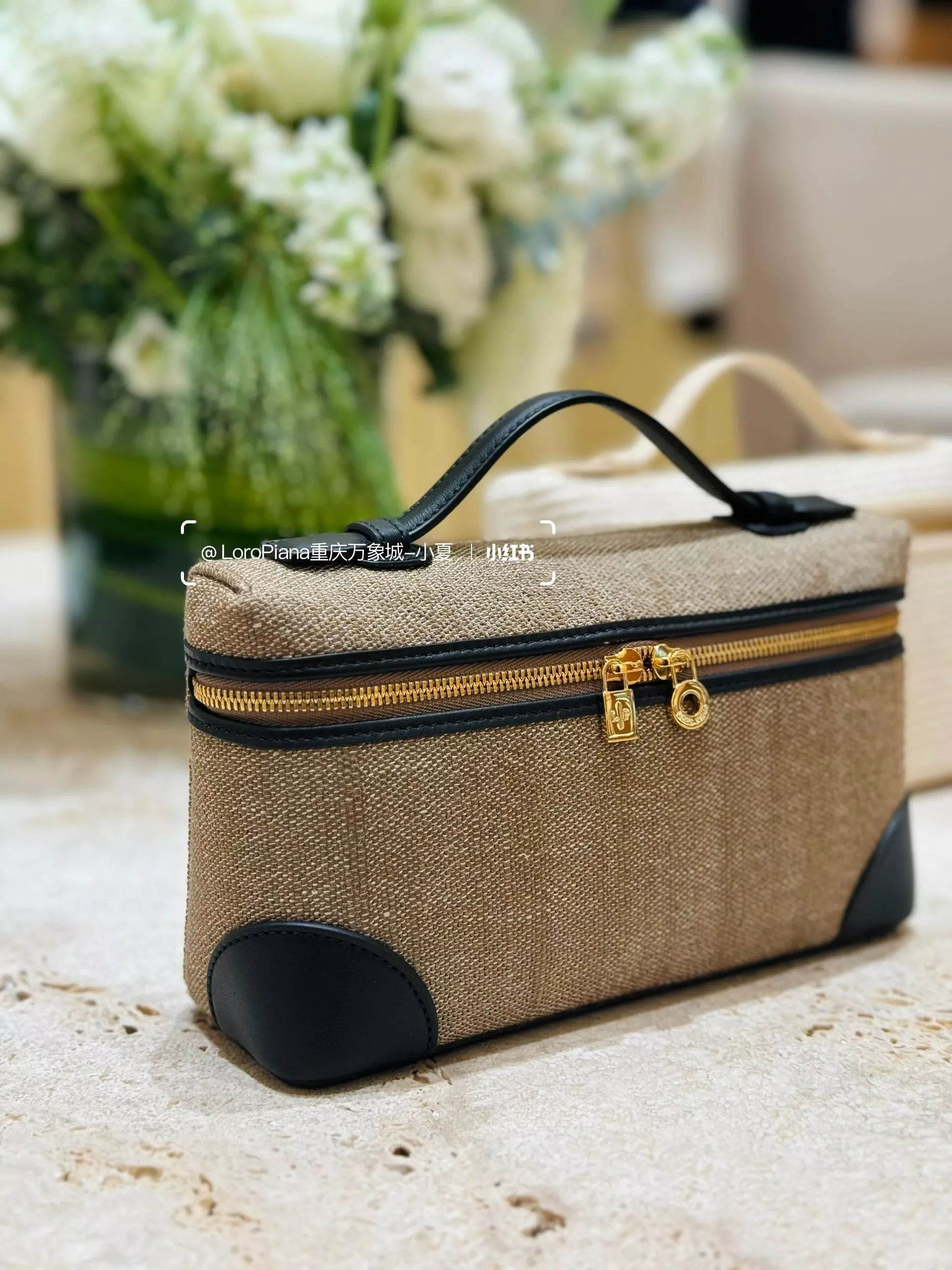 Loro Piana Extra Pocket L19 手袋｜帆布拼黑皮（19×11×6.5cm）