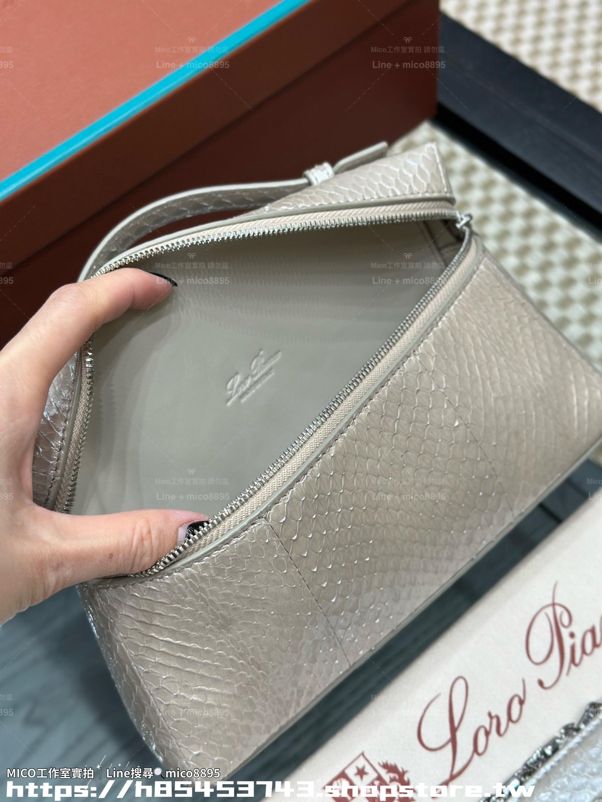 Loro Piana Extra Pocket L19 手袋｜香檳銀水蛇皮奢華限定款（19×11