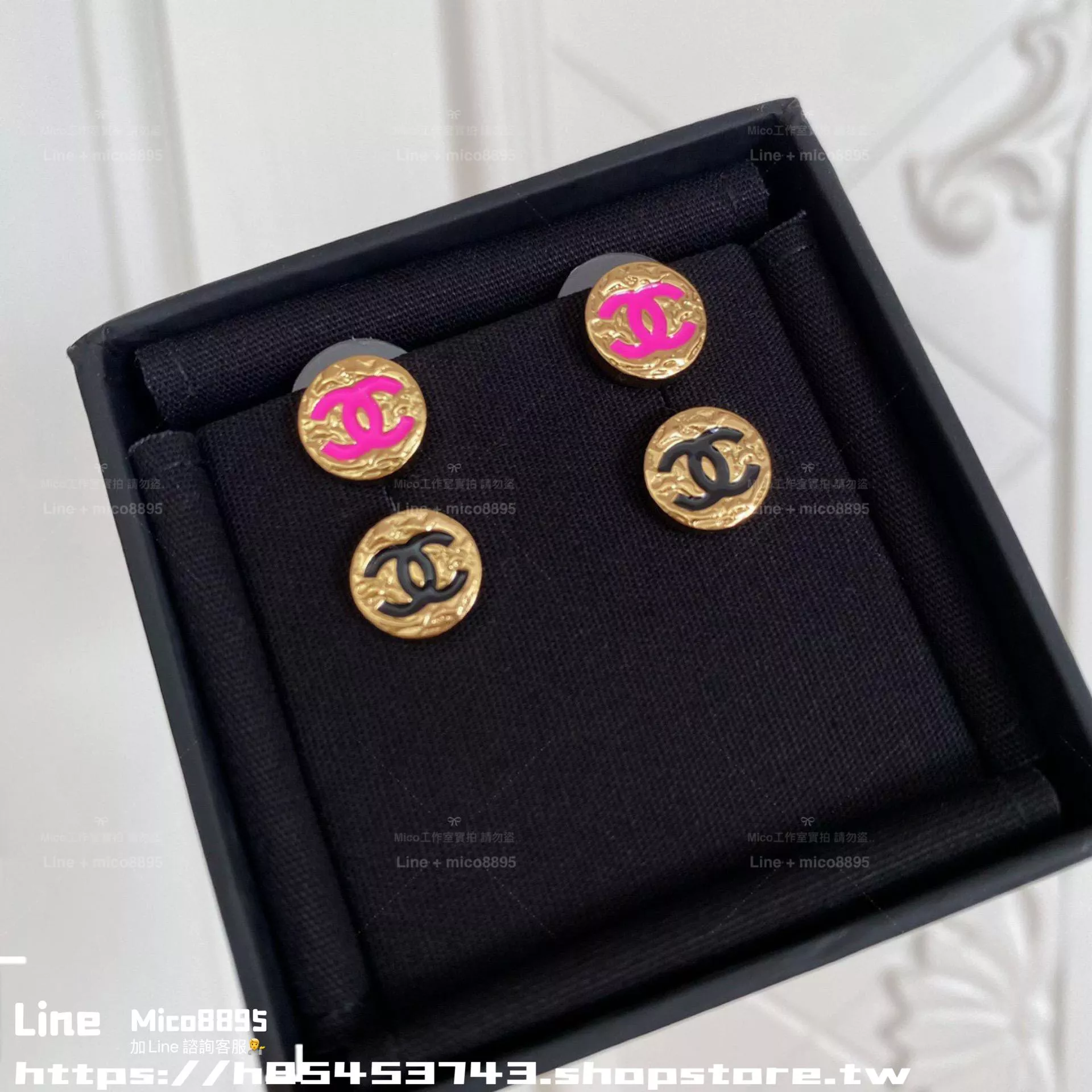 小金豆復古琺瑯耳釘｜金色｜粉色／黑色可選