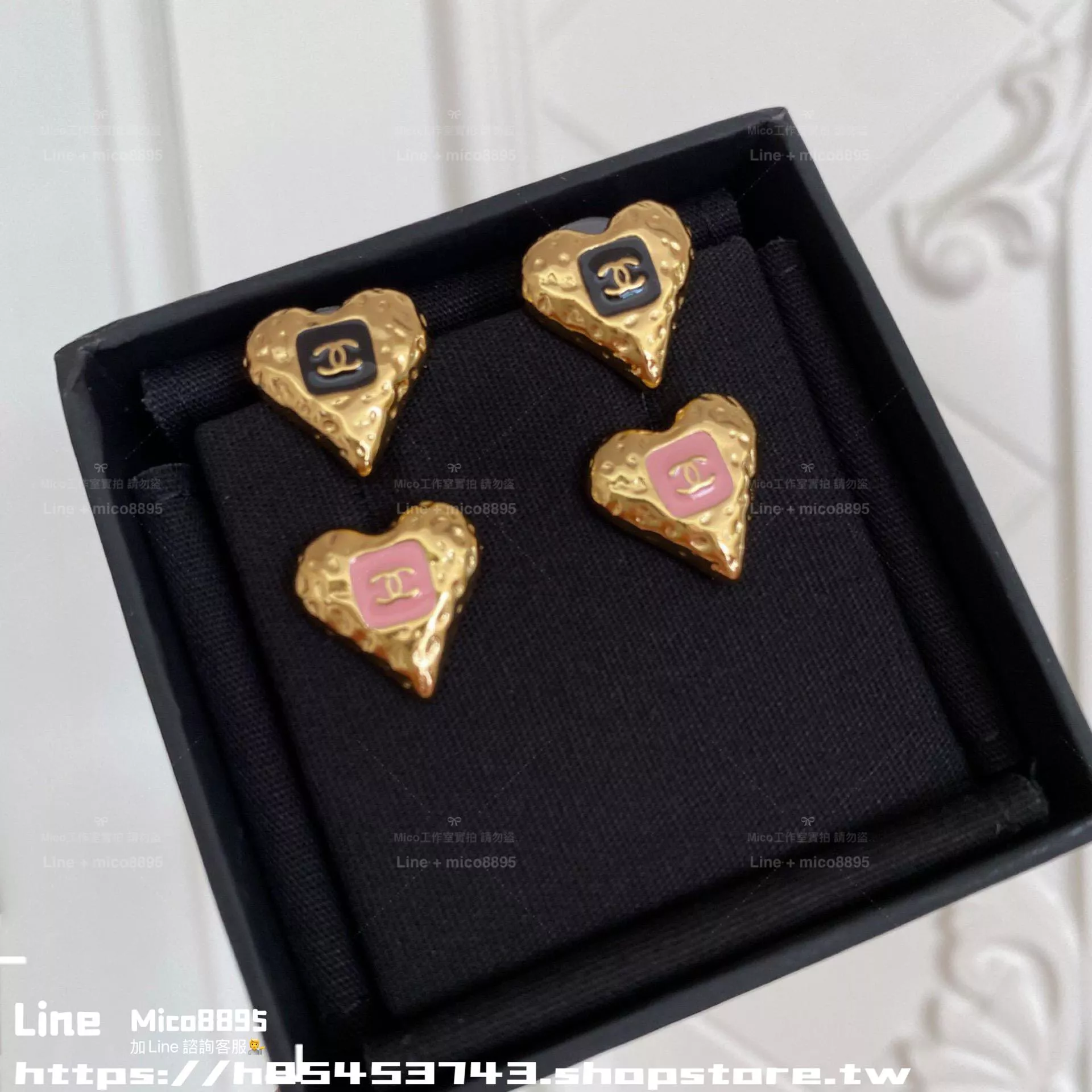 23K 熔岩系列 愛心耳釘｜黑色／粉色可選