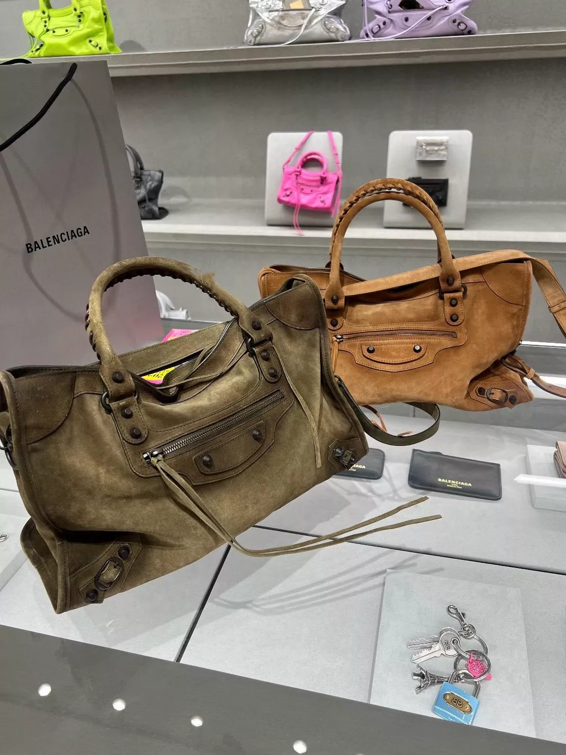 墨綠色麂皮系列 三個尺寸 LE CITY BAG 機車包｜Vintage氛圍款｜