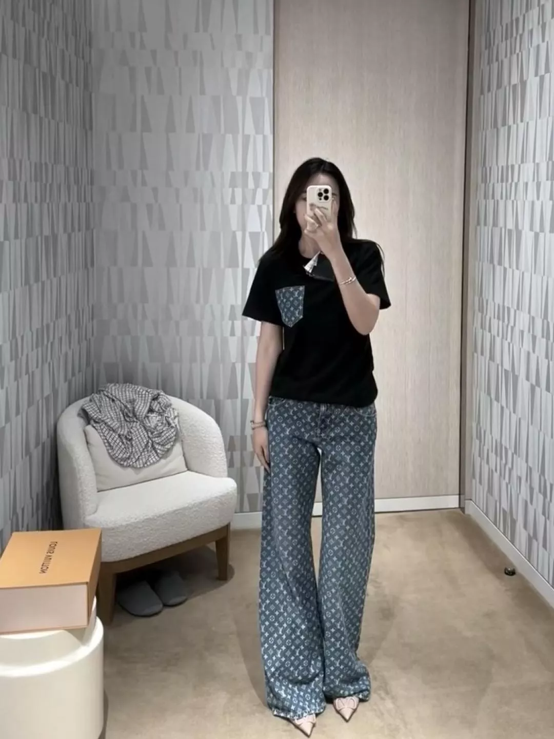 LV Monogram 全幅印花水洗丹寧喇叭褲｜牛仔長褲｜36 / 38 / 40