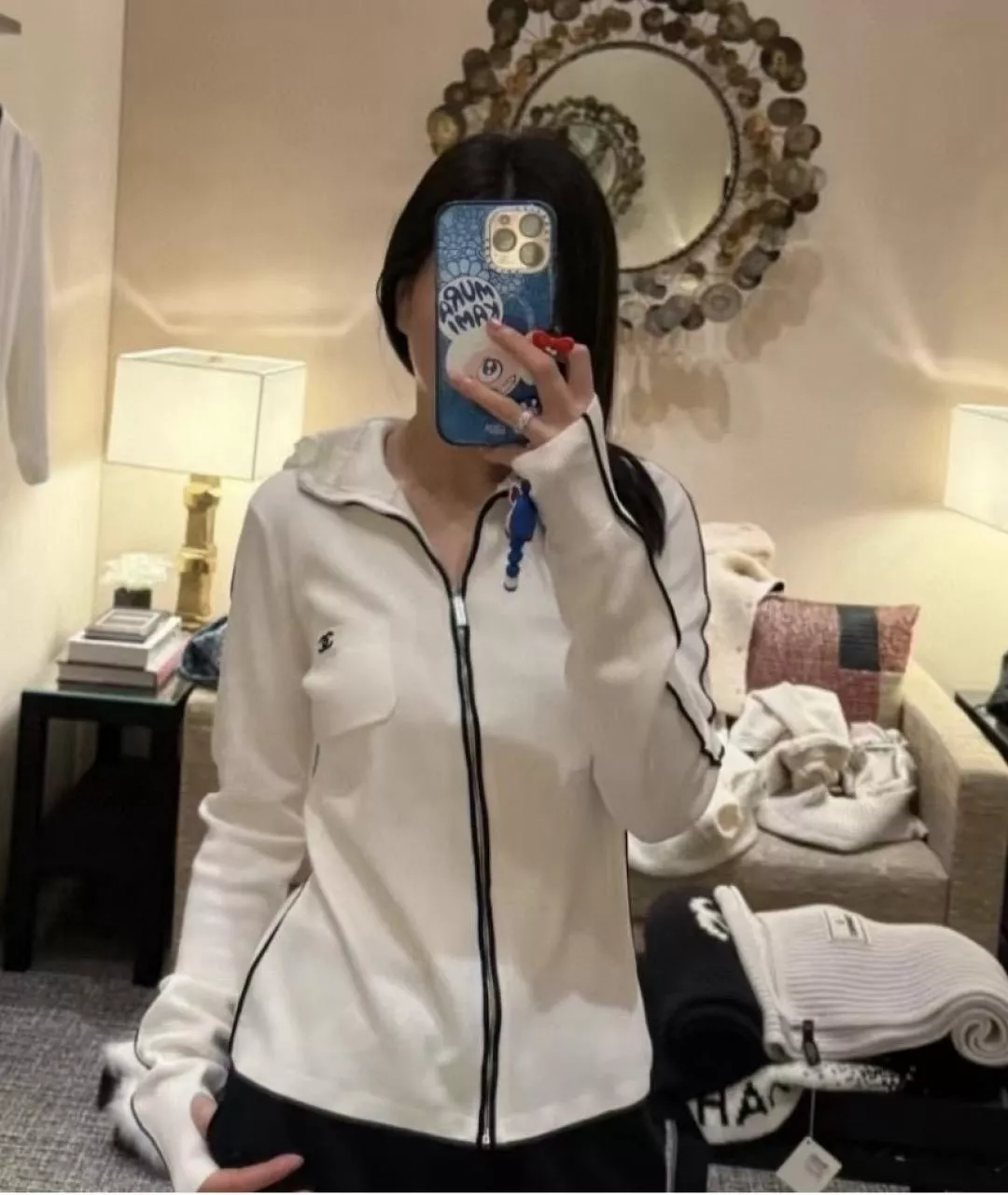 25N 白色 美利奴細羊毛彈力連帽針織外套｜36／38／40