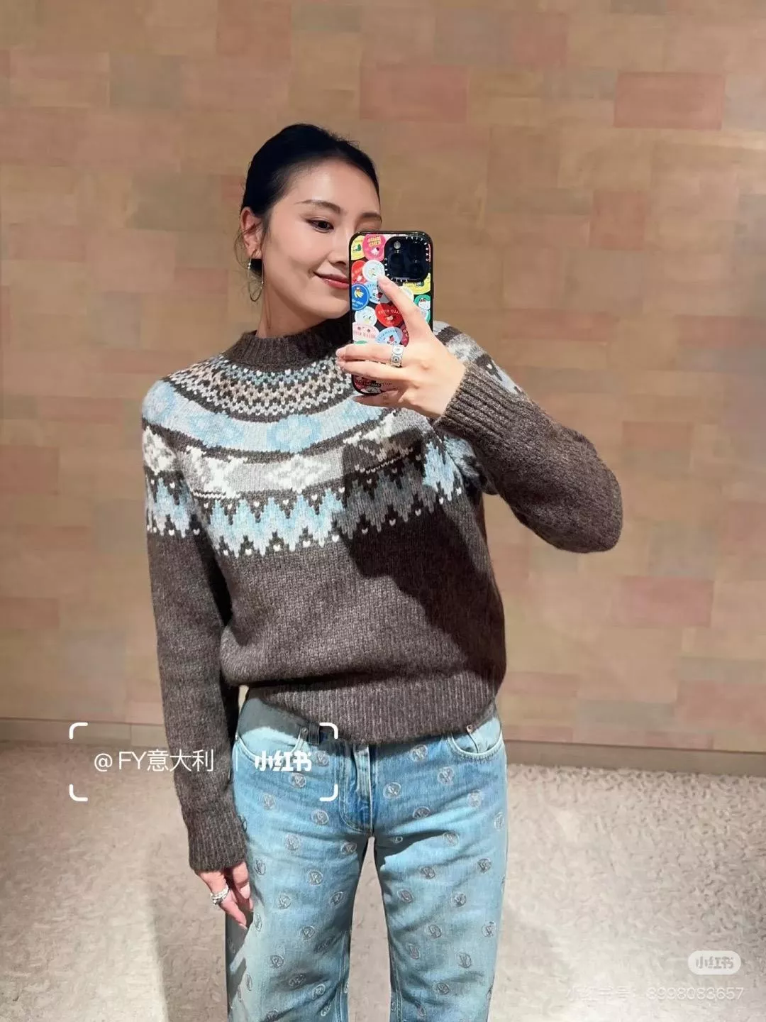 LV 復古雪花提花毛衣｜羊駝毛混紡暖感針織｜冬季套頭毛衣｜高質感厚織提花｜S/M/L