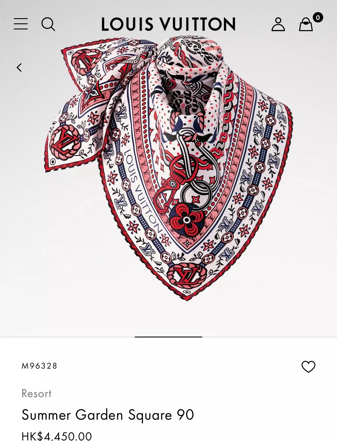 25New 夏日花園絲巾｜玫瑰粉 Monogram 花卉圖騰｜90×90cm 真絲方巾