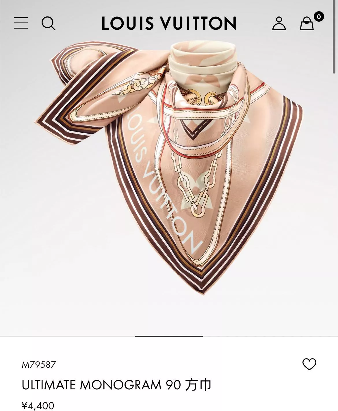 M79587 Ultimate Monogram 絲巾｜鏈條掛鎖撞色圖騰｜90×90cm 真絲方巾