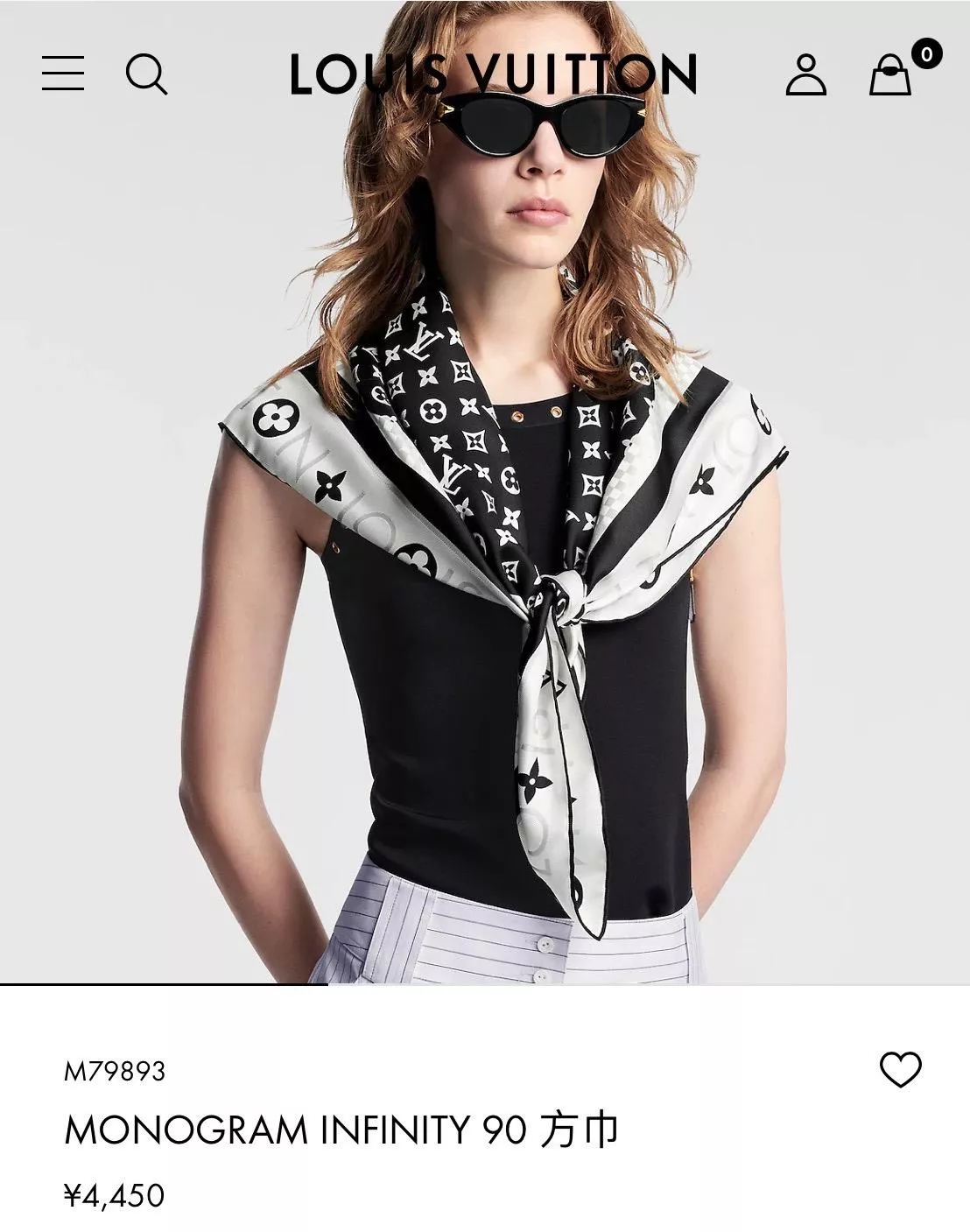 M79893《無限字母組合方巾》黑白｜90×90cm 真絲 18mm