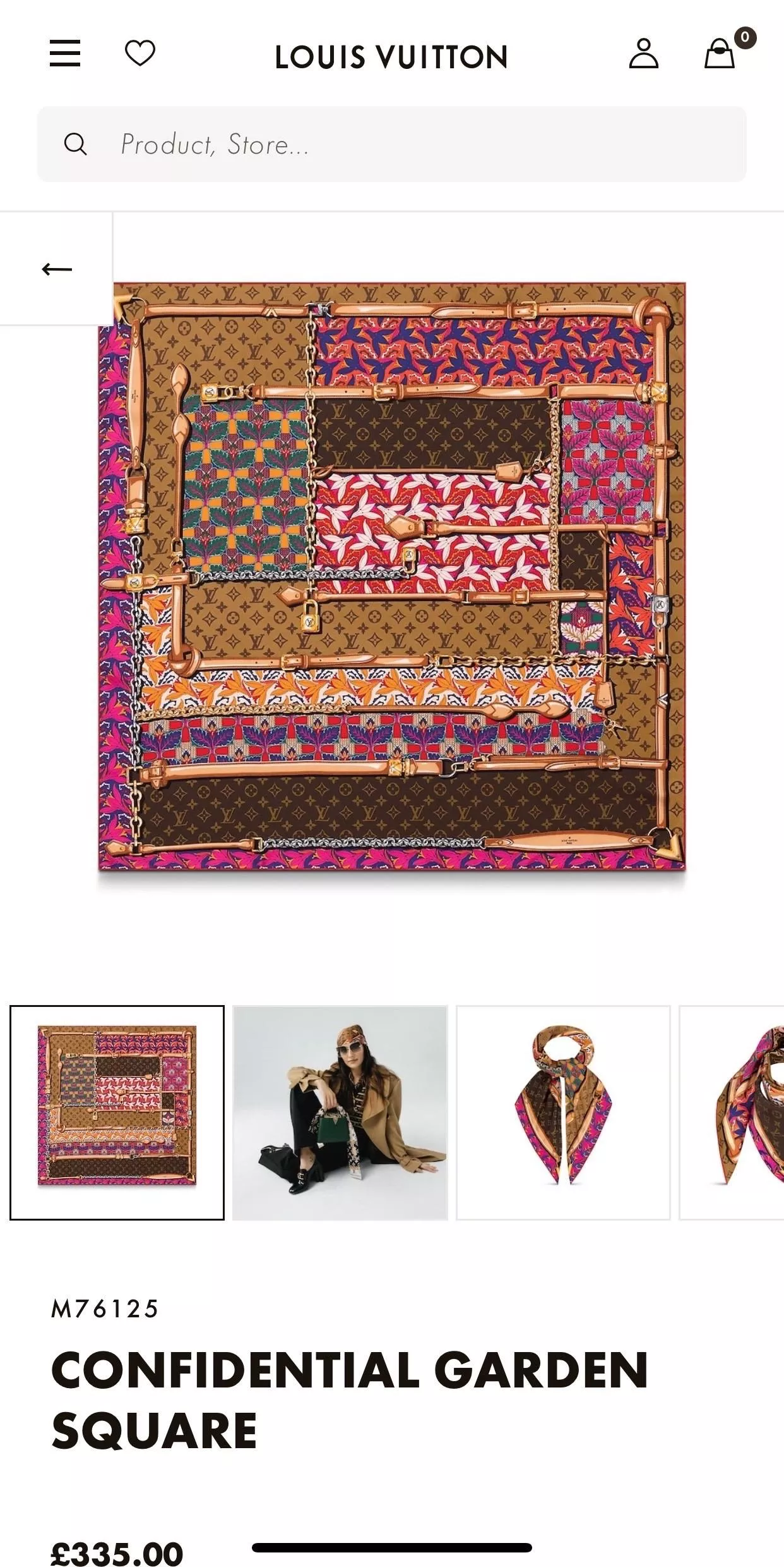 《秘密花園絲巾》咖色｜Confidential Garden｜90×90cm 真絲18mm款｜M76125