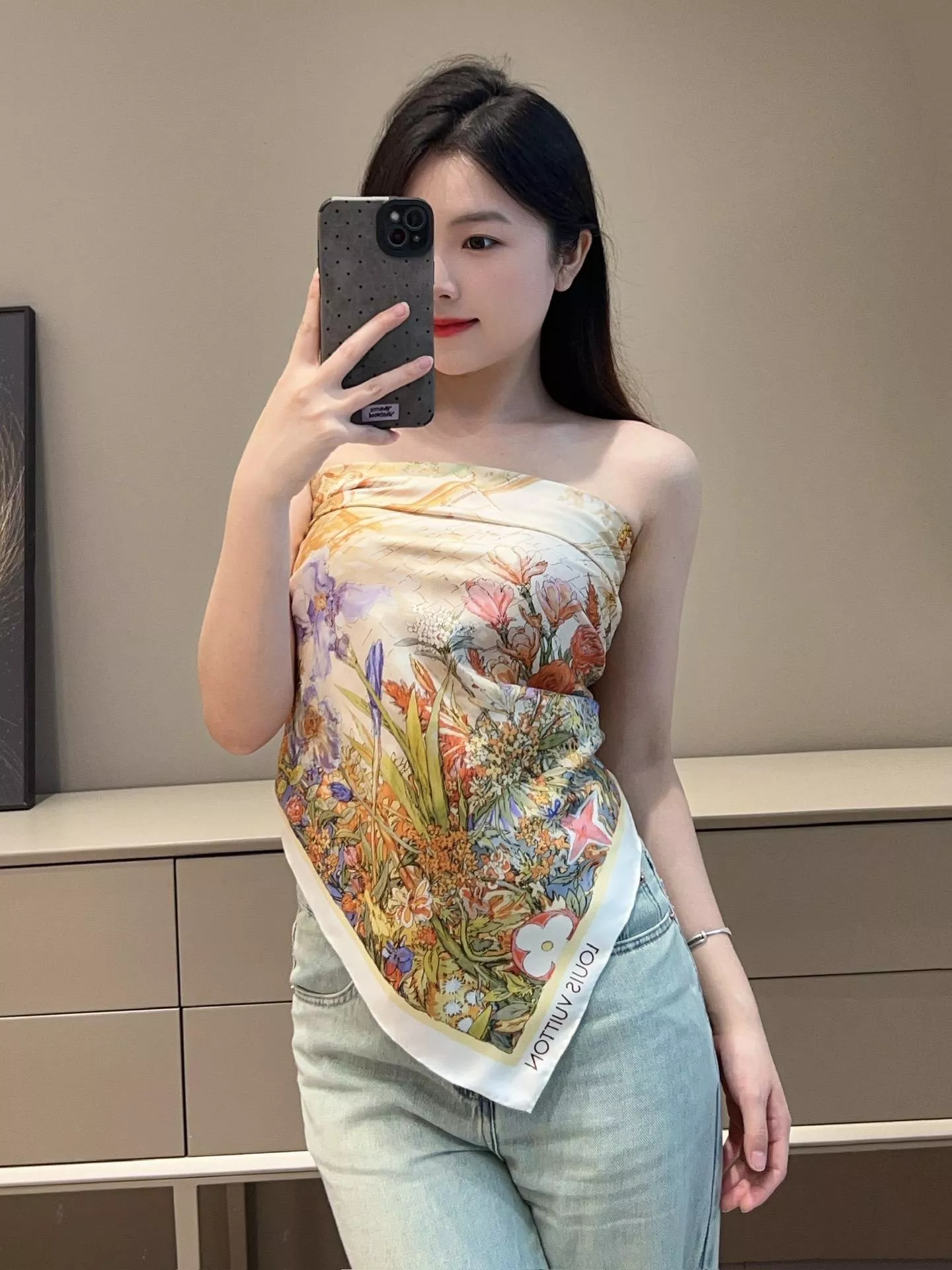 《地中海香氛絲巾》黃色｜Méditerranée｜90x90cm 真絲款｜M90830