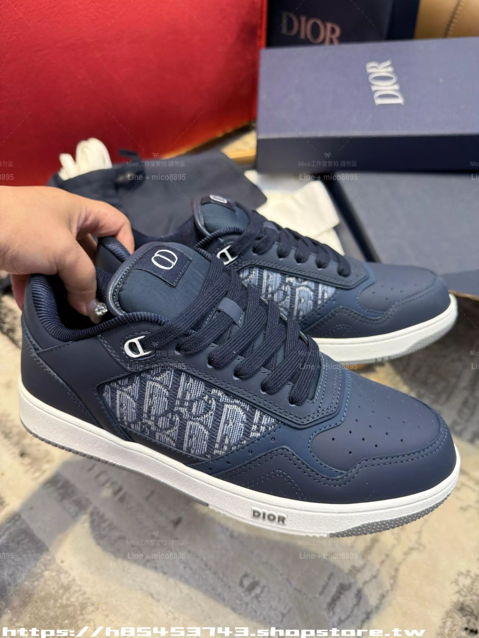 B27 皮革拼接老花休閒鞋｜情侶款牛皮印花｜女35～40／男40～45碼