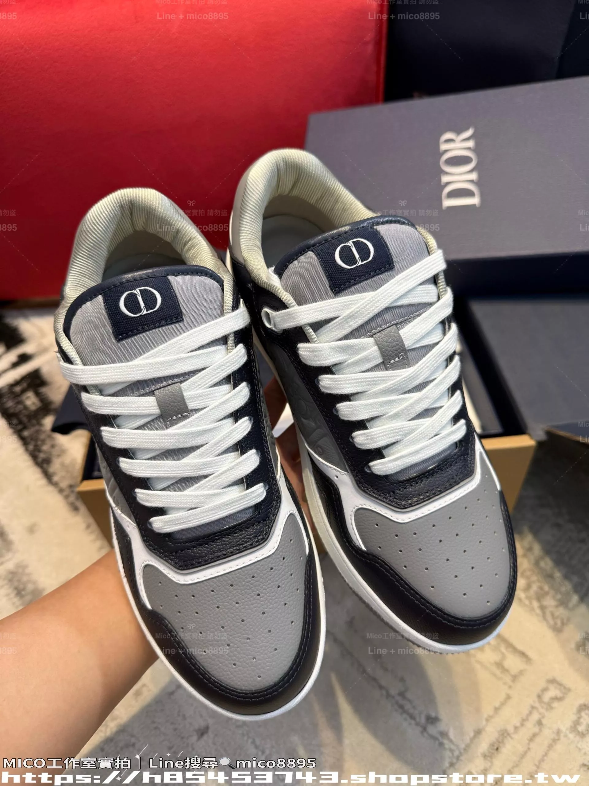 B27 全皮革老花休閒鞋｜深灰黑拼色情侶款｜女35～40／男40～45碼