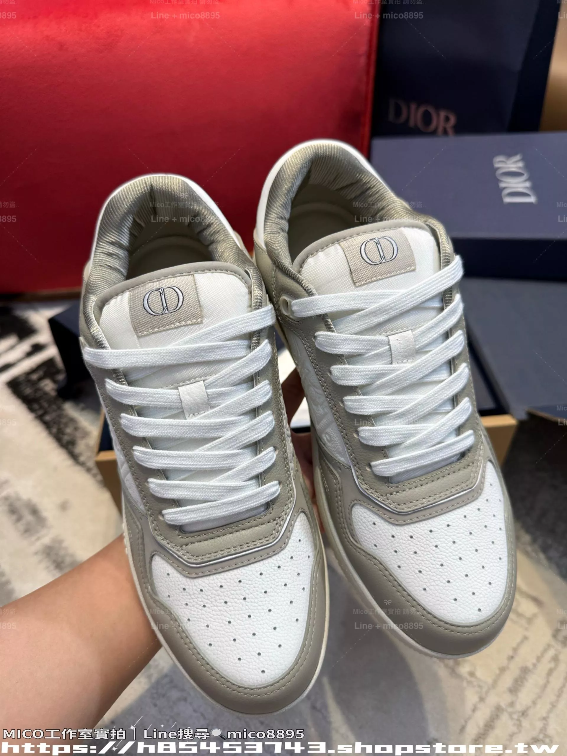 B27 全皮革老花休閒鞋｜奶油灰白 情侶款｜女35～40／男40～45碼