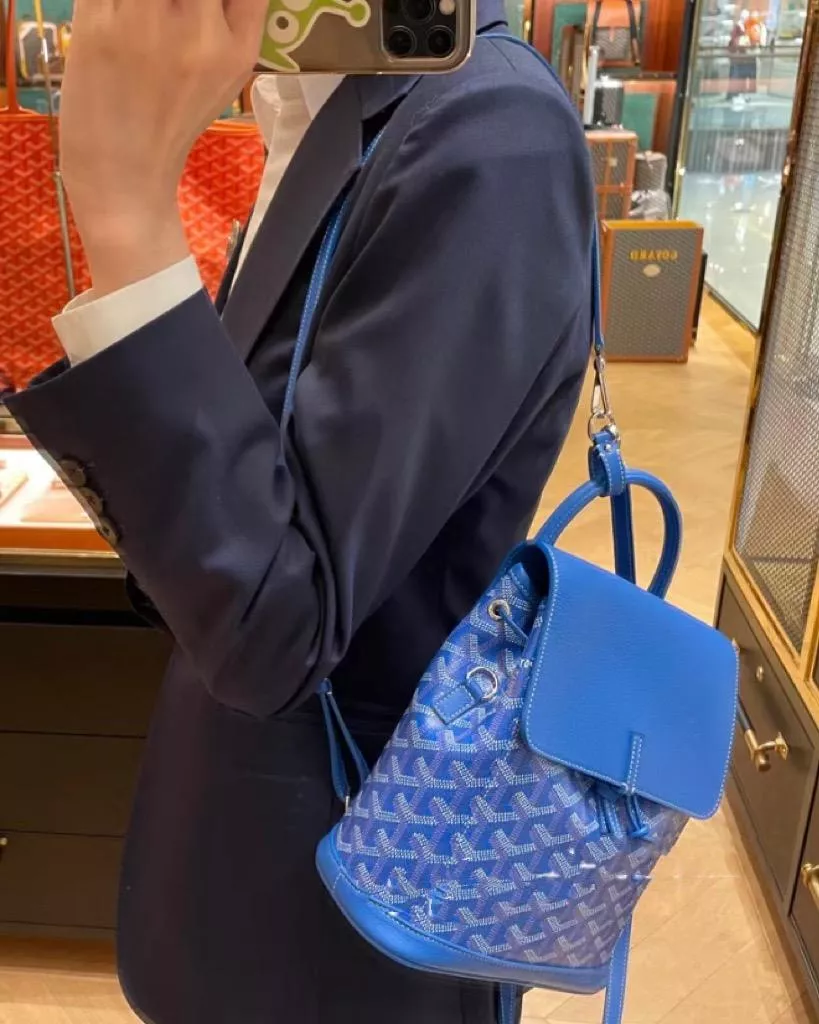 新版本・ Goyard mini雙肩包《Alpin》克萊因藍｜頭層牛皮・多種背法｜23cm