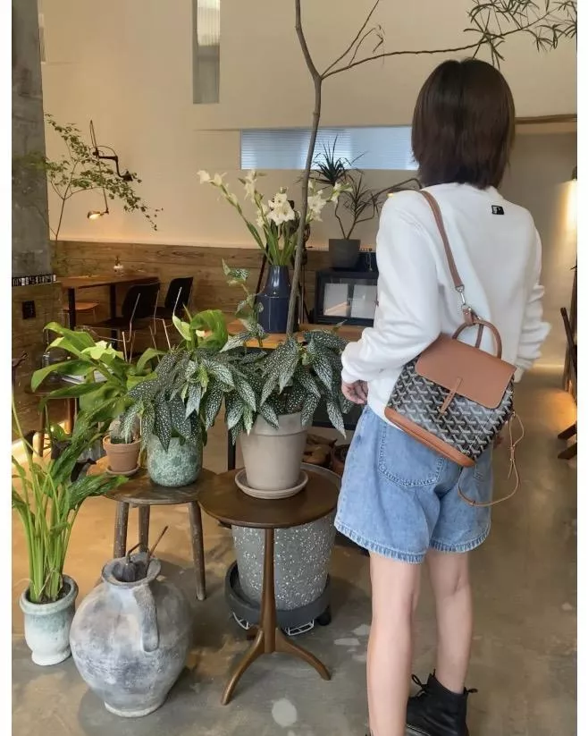 新版本・ Goyard mini雙肩包《Alpin》焦糖棕｜頭層牛皮・多種背法｜23cm