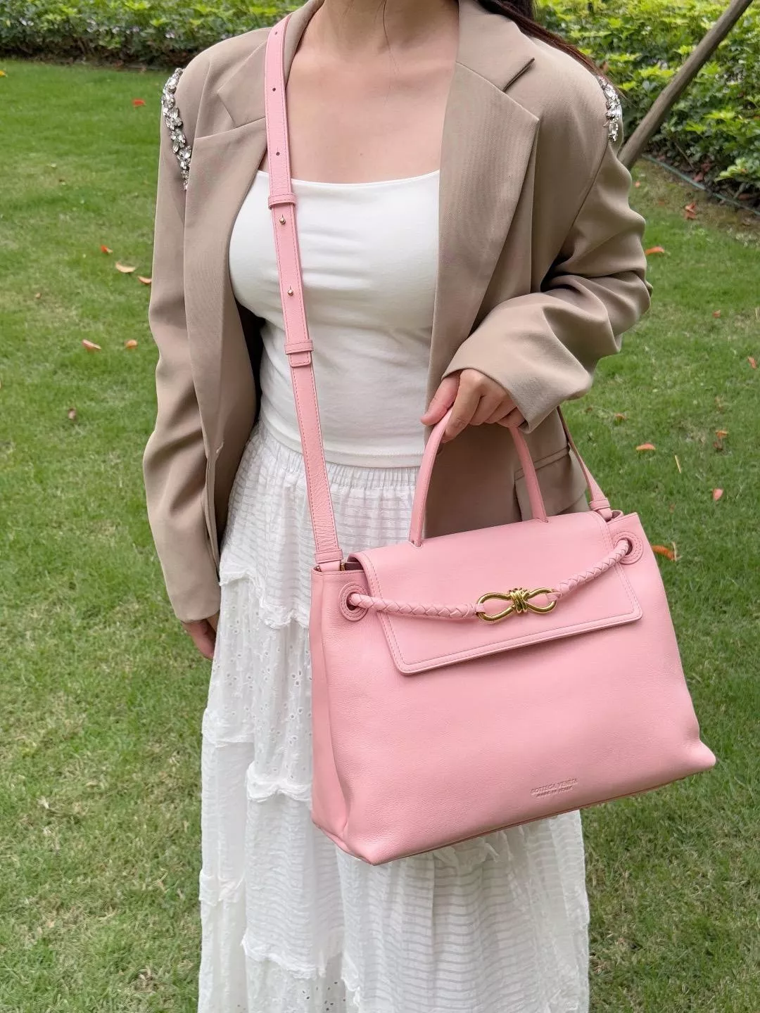 Ciao Ciao 中號 玫瑰粉手提斜背包｜大容量上班通勤包｜簡約設計