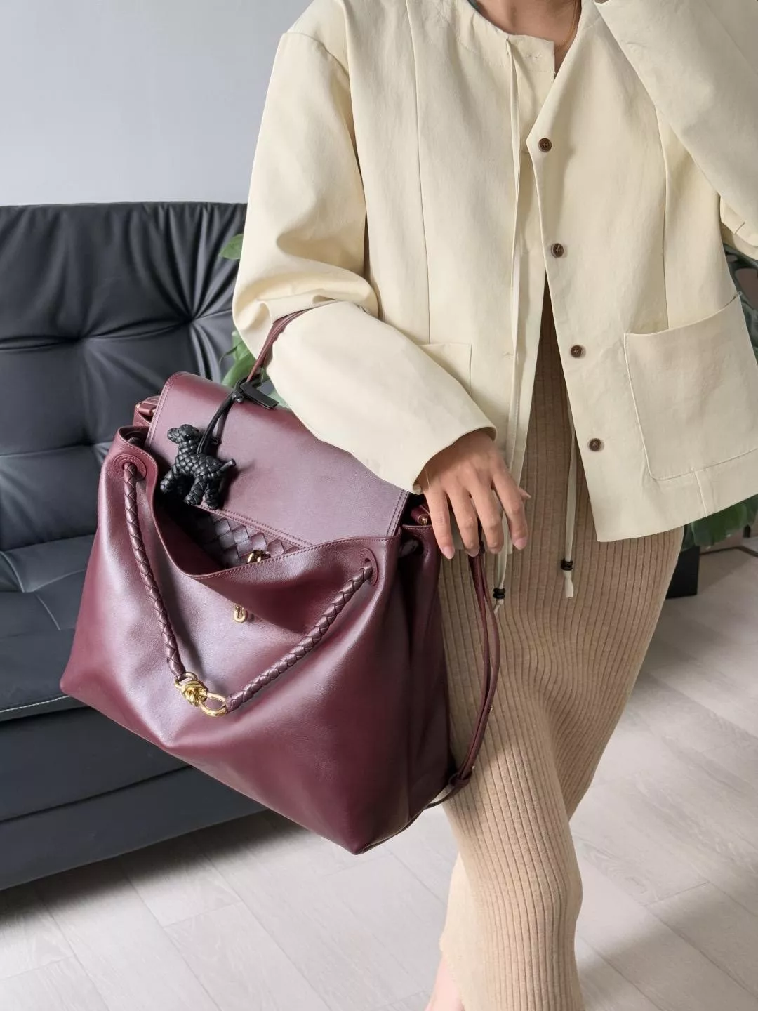 Ciao Ciao Large大號 酒紅色手提斜背包｜大容量上班通勤包｜簡約設計