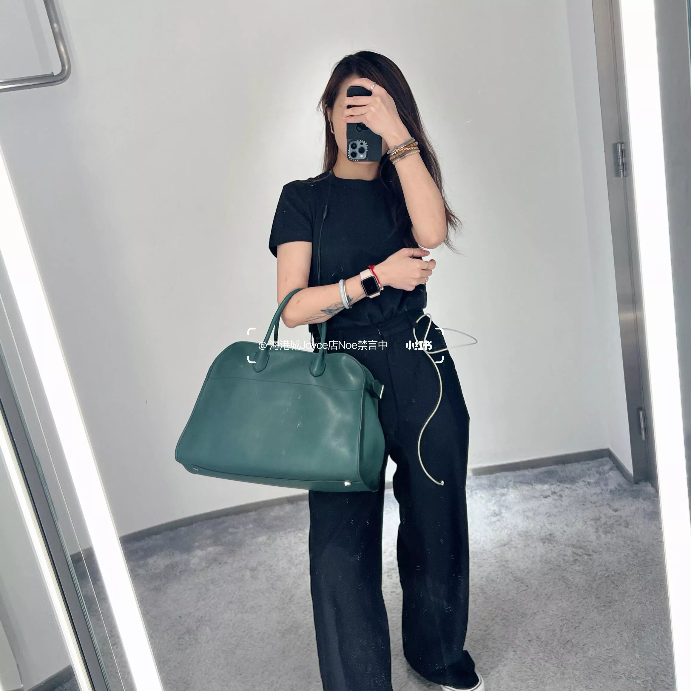 The Row Margaux 15 通勤大包 孔雀綠平紋｜38×28×23cm｜