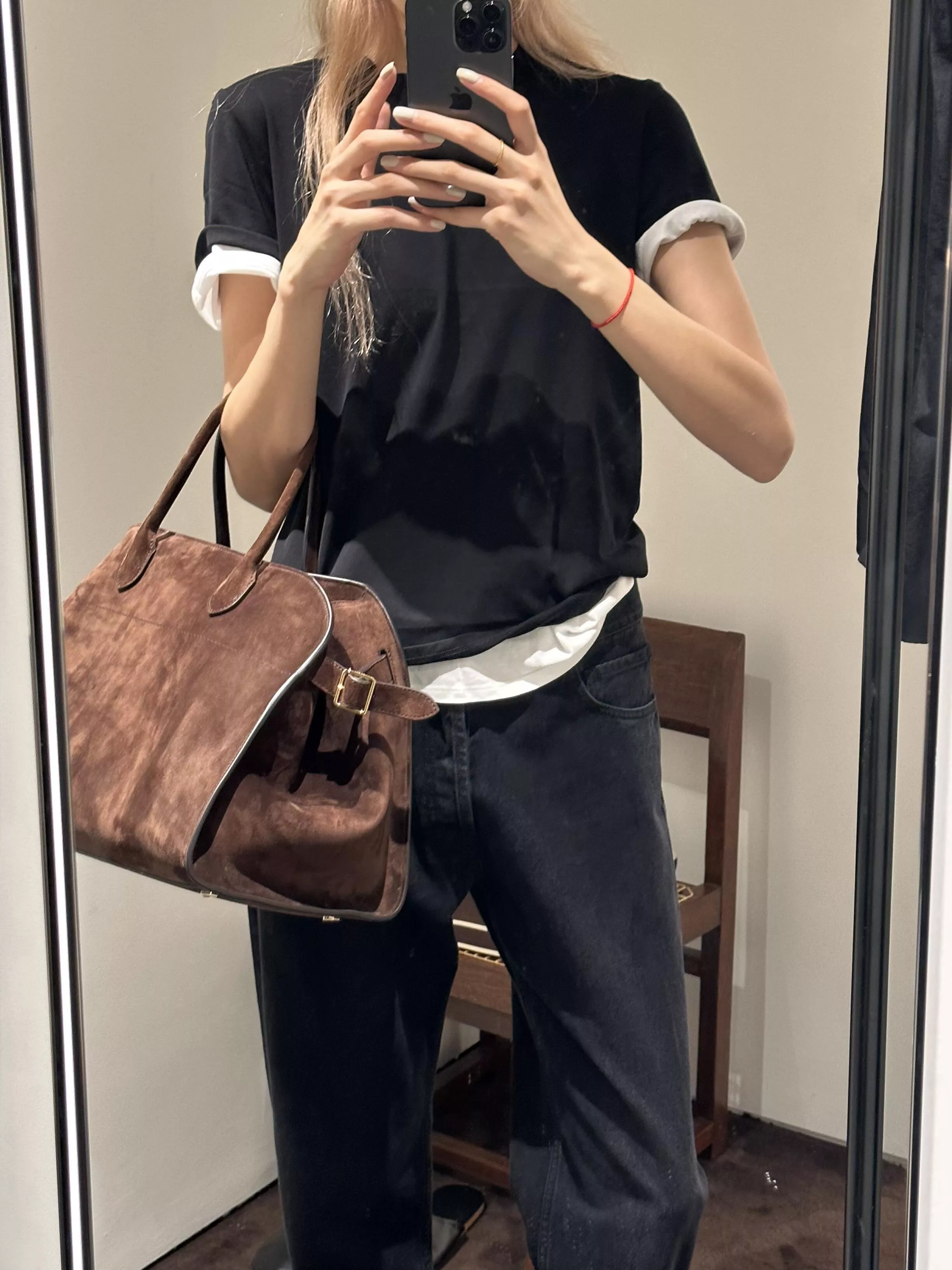 The Row Margaux 15 通勤大包 麂皮咖色｜38×28×23cm｜