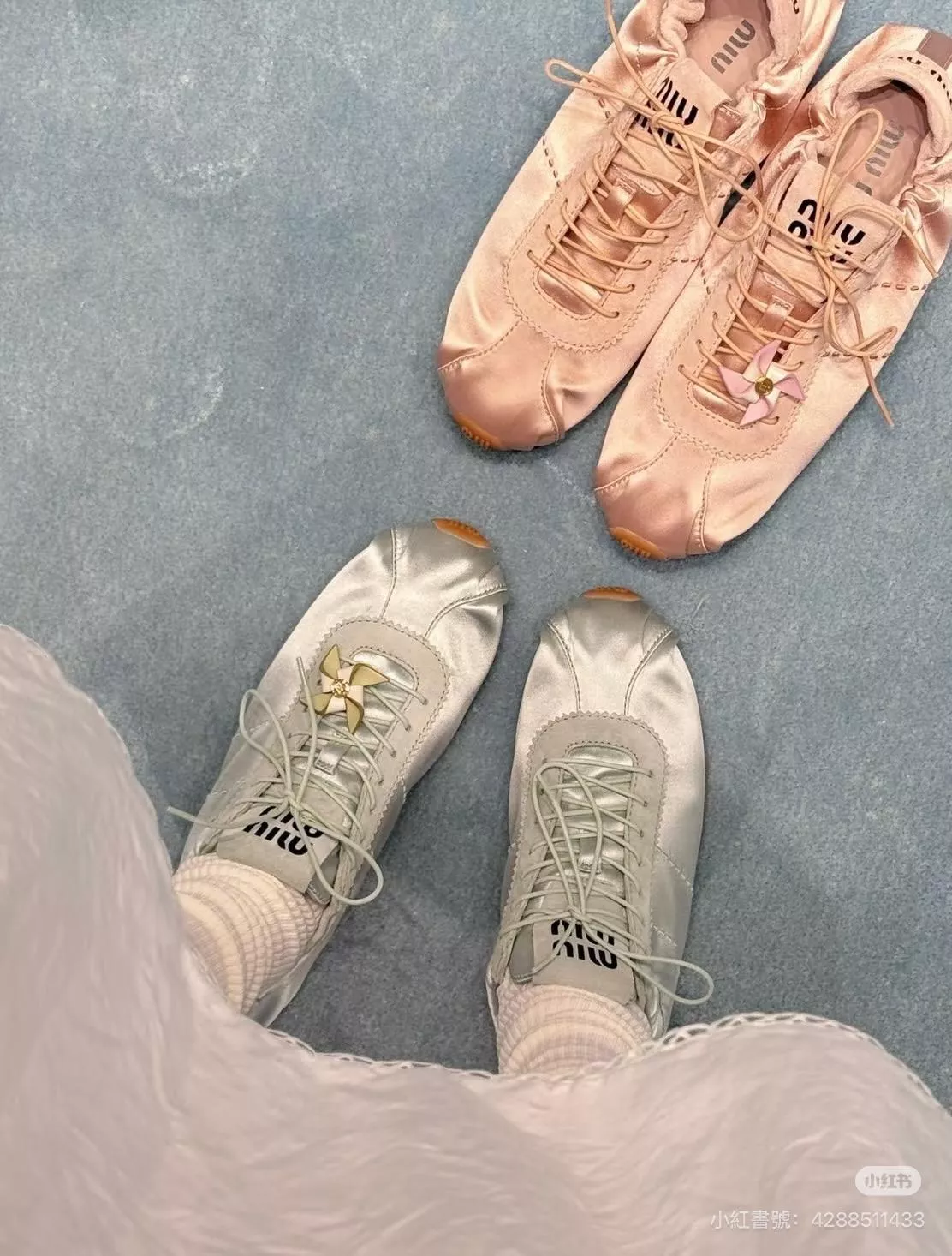 Miu Miu 26 早春 Plume 薄荷綠緞面芭蕾運動鞋｜35–40