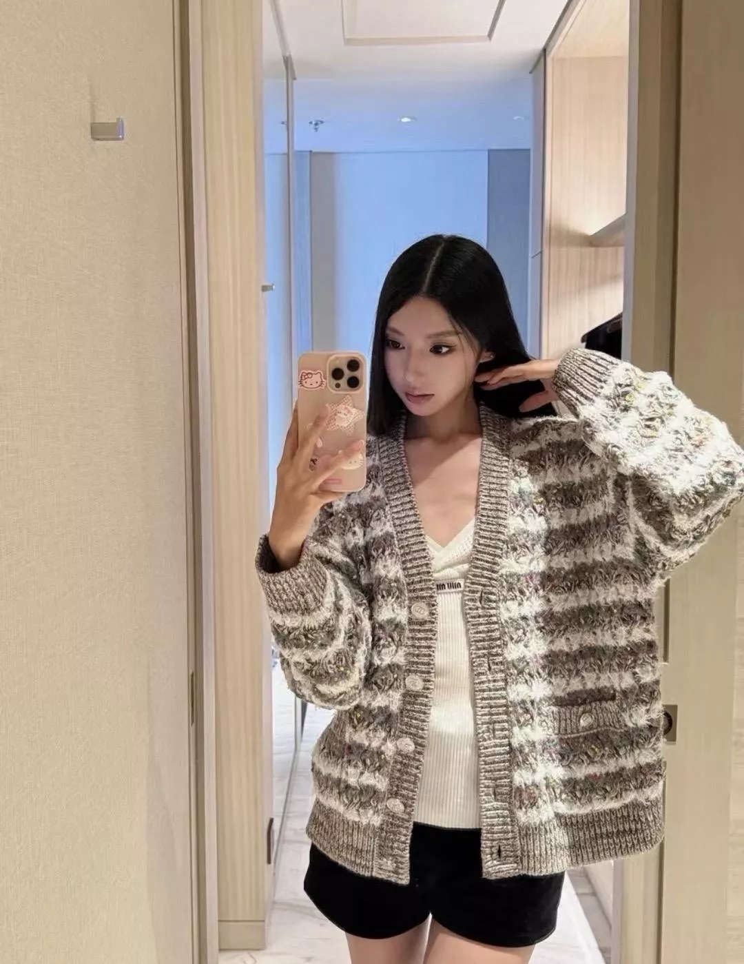 25B 拼色粗花針織開衫｜多色特種紗｜立體織紋｜德國機編織｜36–40