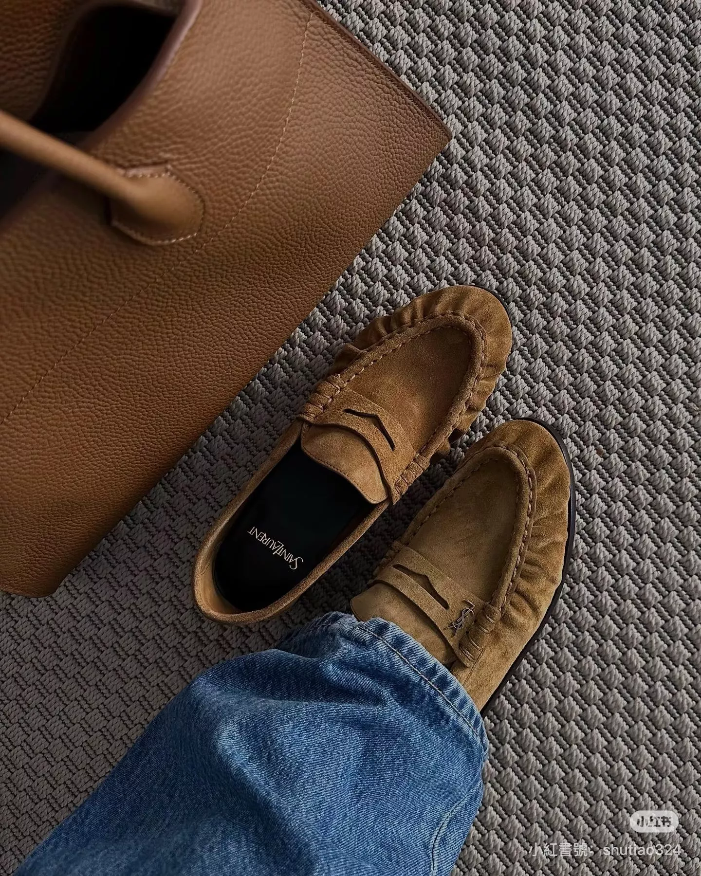 YSL 25s 棕黃色麂皮 經典褶皺樂福鞋｜平底便鞋女鞋｜通勤百搭款｜35–41