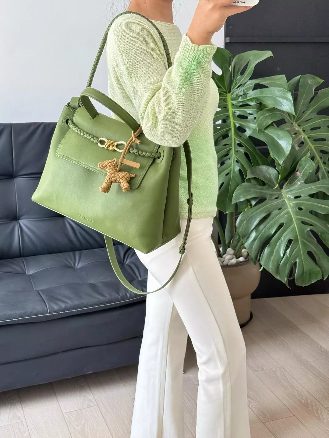 Ciao Ciao 中號 抹茶綠 手提斜背包｜大容量上班通勤包｜簡約設計