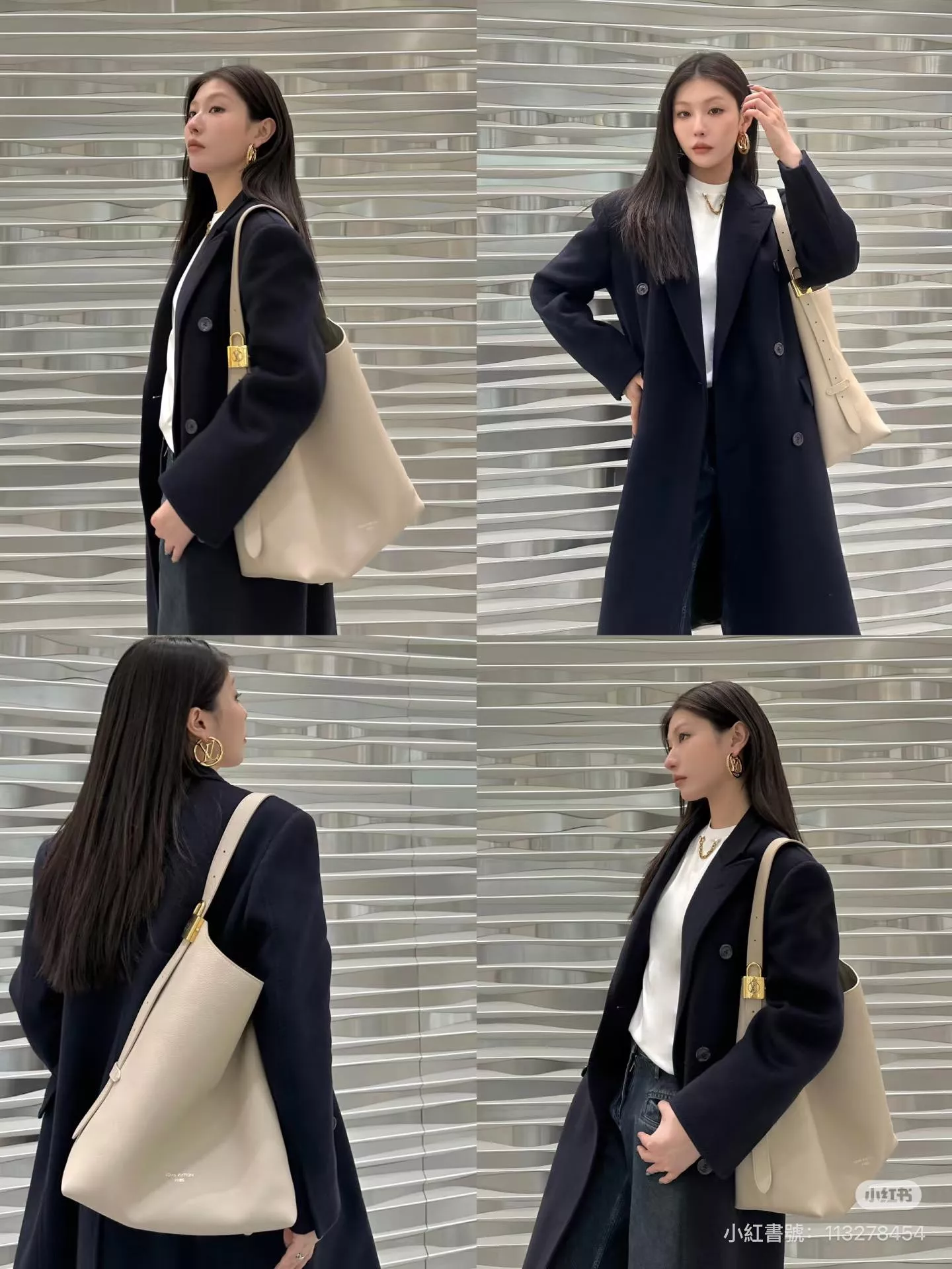 石灰白 ｜ Low Key Hobo MM 大號手袋 肩背包｜柔軟牛皮革｜31×35×18cm