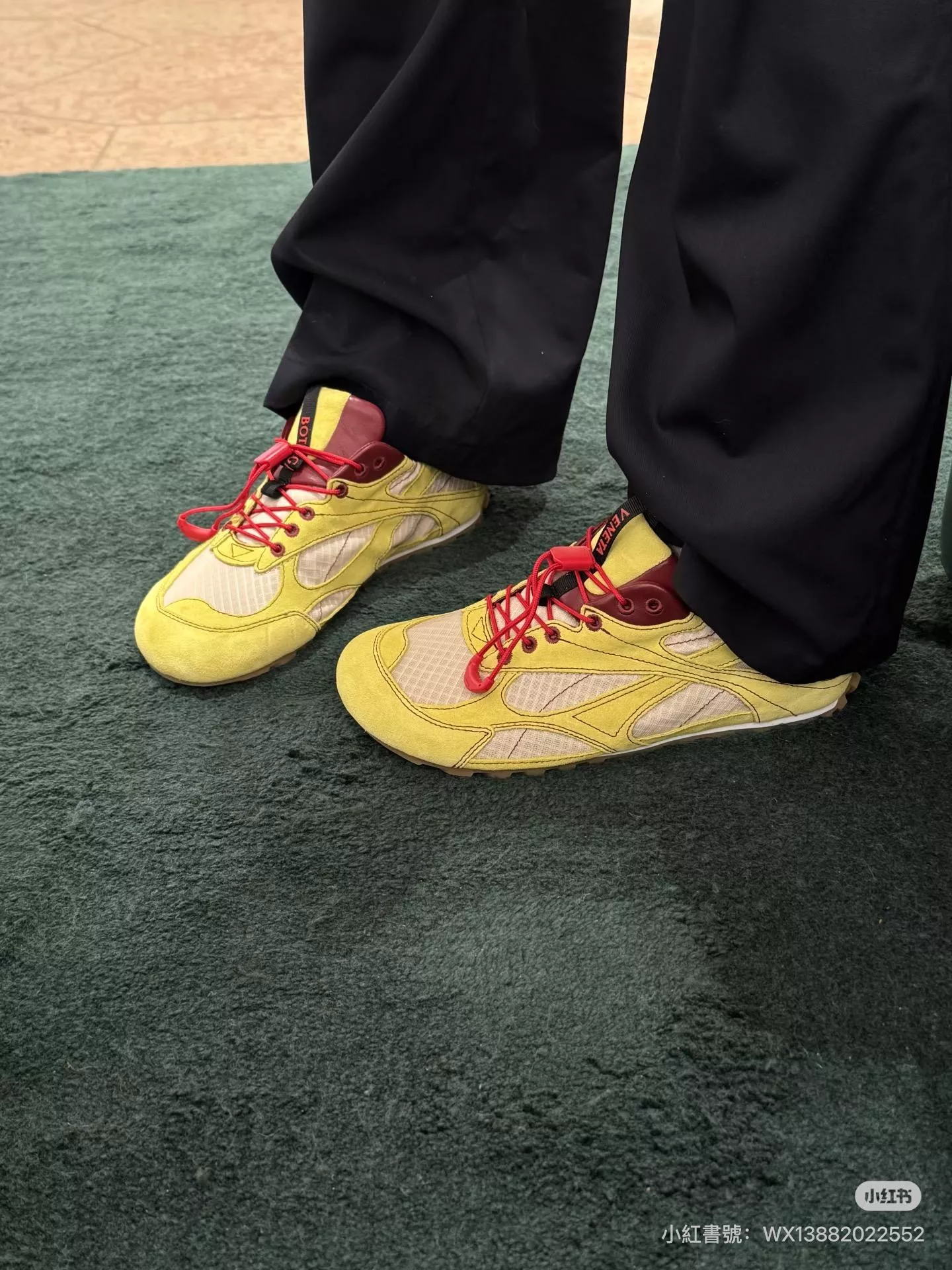 BV 26SS 早春黃 透氣網紗運動鞋｜牛皮拼接網面｜女35–39／男39–45