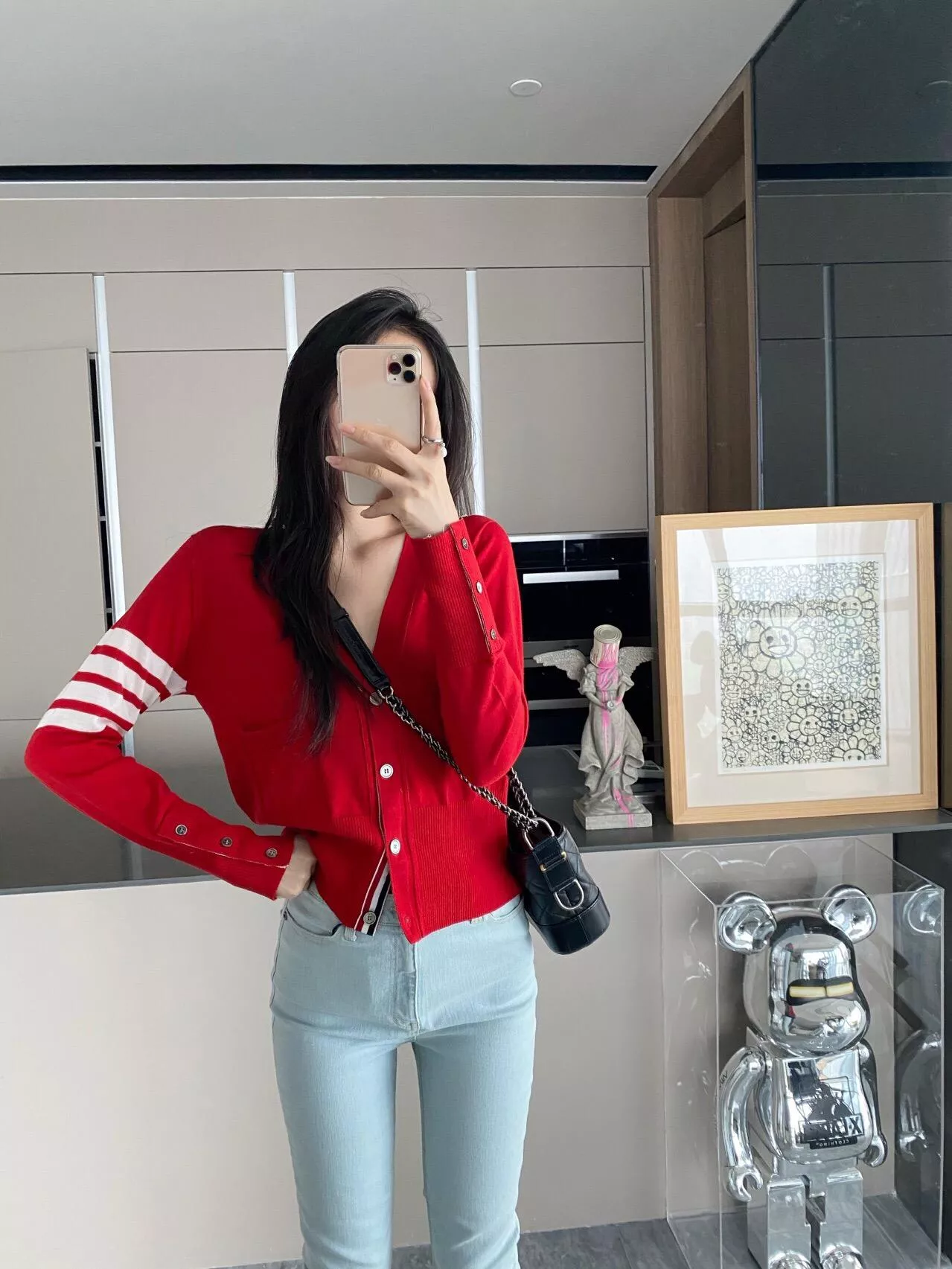 Thom Browne 經典四線元素 羊絨針織開衫｜紅色｜38／40／42