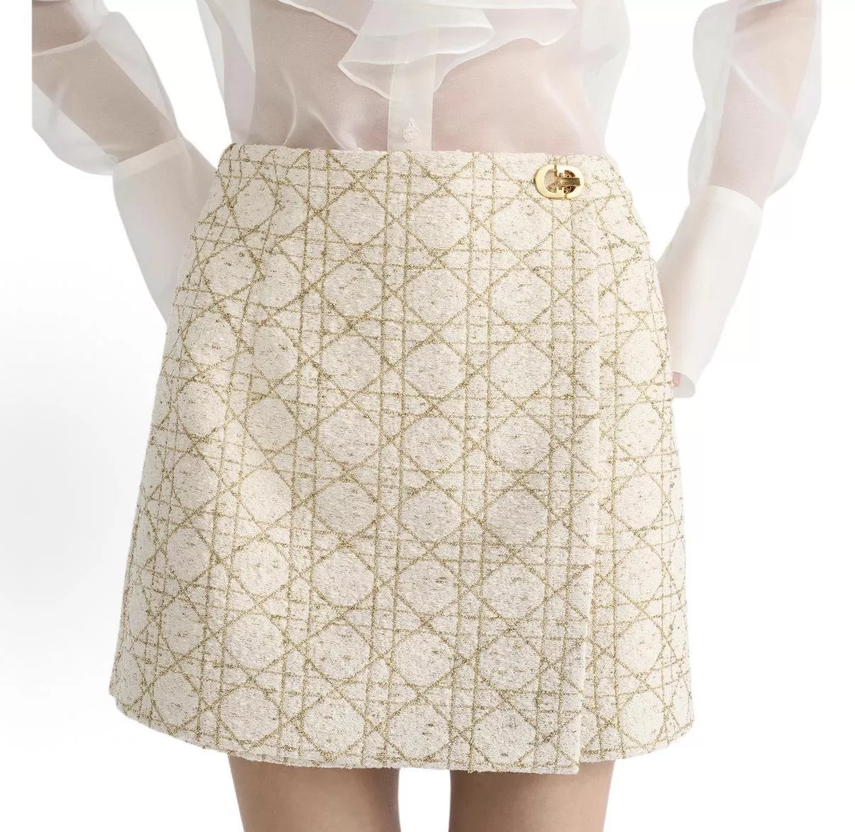 DIOR 白金藤格紋粗花呢 A 字褲裙｜高腰修身｜白金配色｜精品質感下身