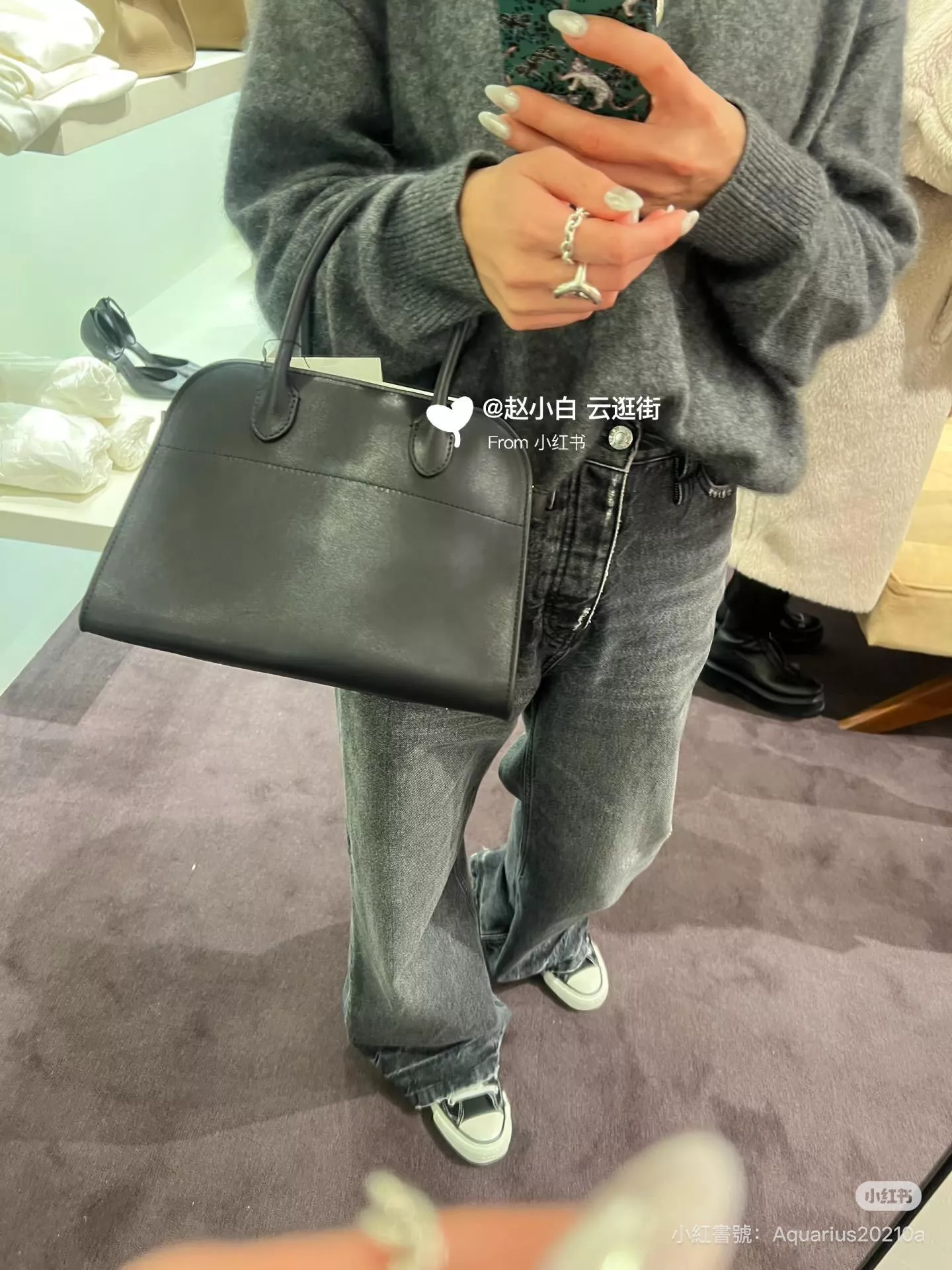 The Row Margaux 10 手提包｜Masoni 植鞣馬鞍皮・黑色銀釦