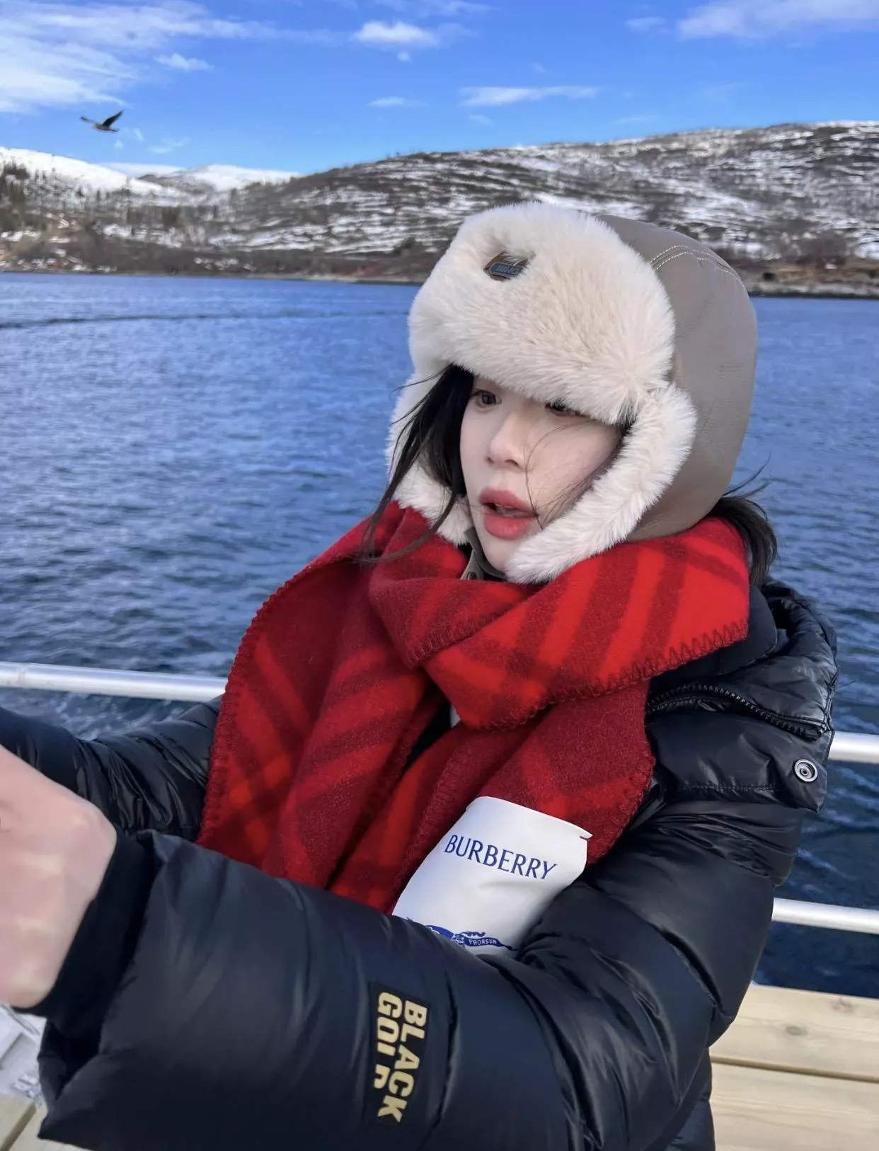 紅色 雙面兩用戰馬格紋長巾｜拉絨羊毛圍巾（182×30cm）