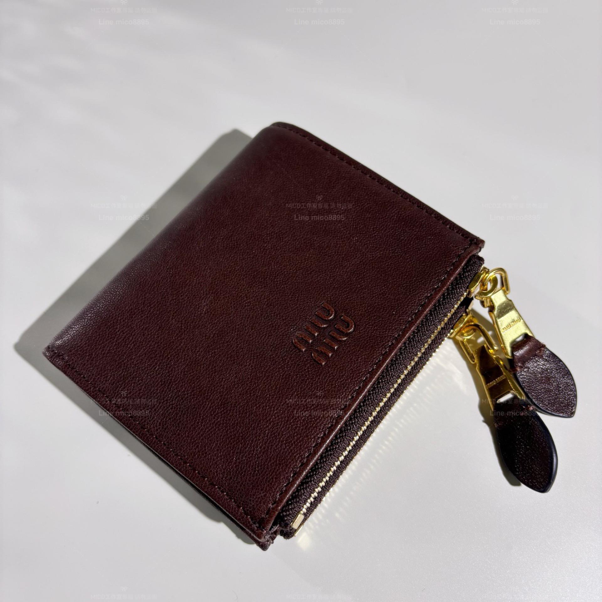 石楠木色Pocket Wallet 雙拉鍊兩折小錢包｜Nappa 羊皮款| Mico高端訂製