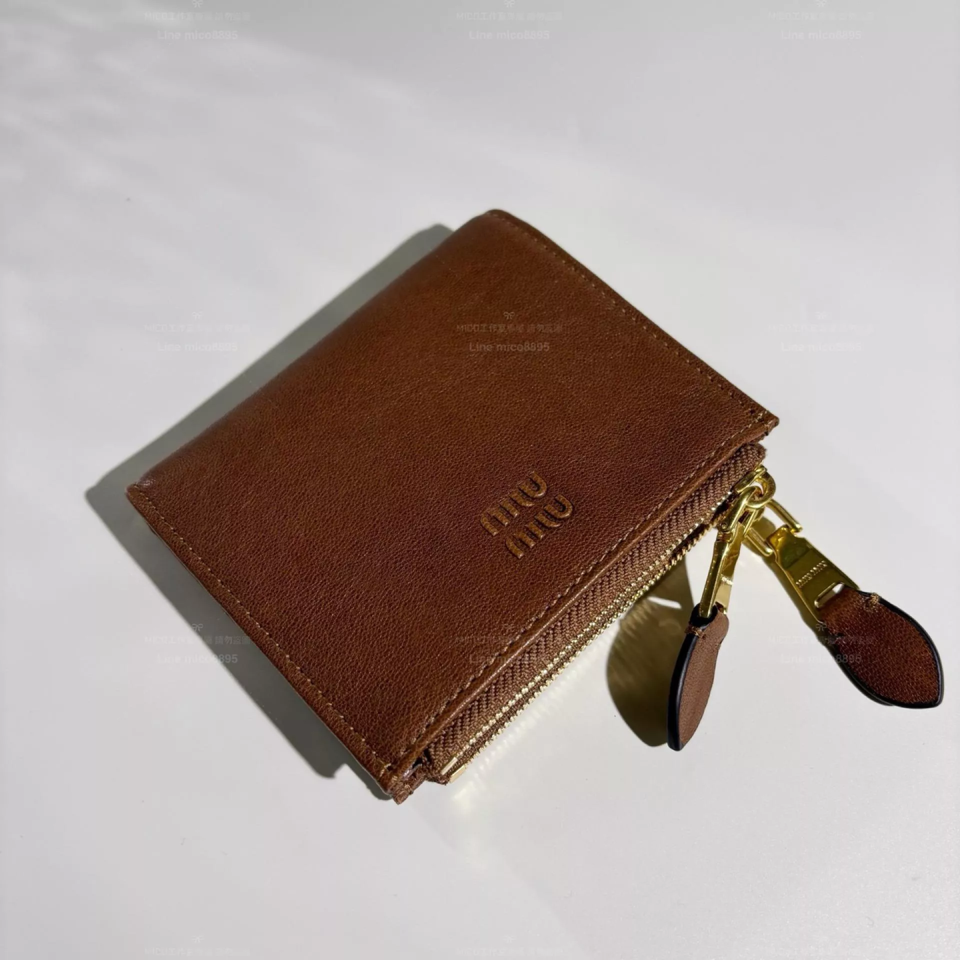 棕色 Pocket Wallet 雙拉鍊兩折小錢包｜Nappa 羊皮款