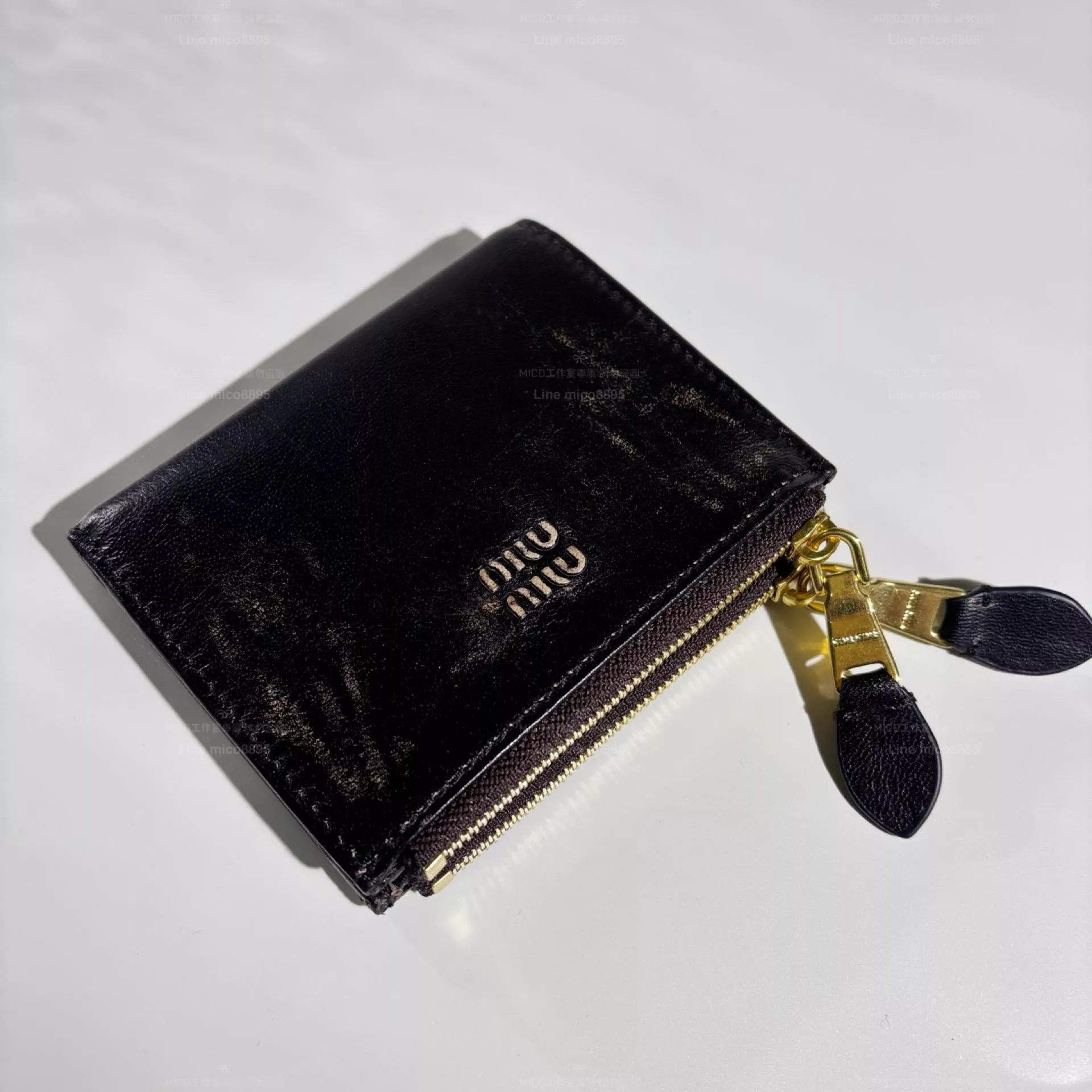 做舊黑色 Pocket Wallet 雙拉鍊兩折小錢包｜Nappa 羊皮款