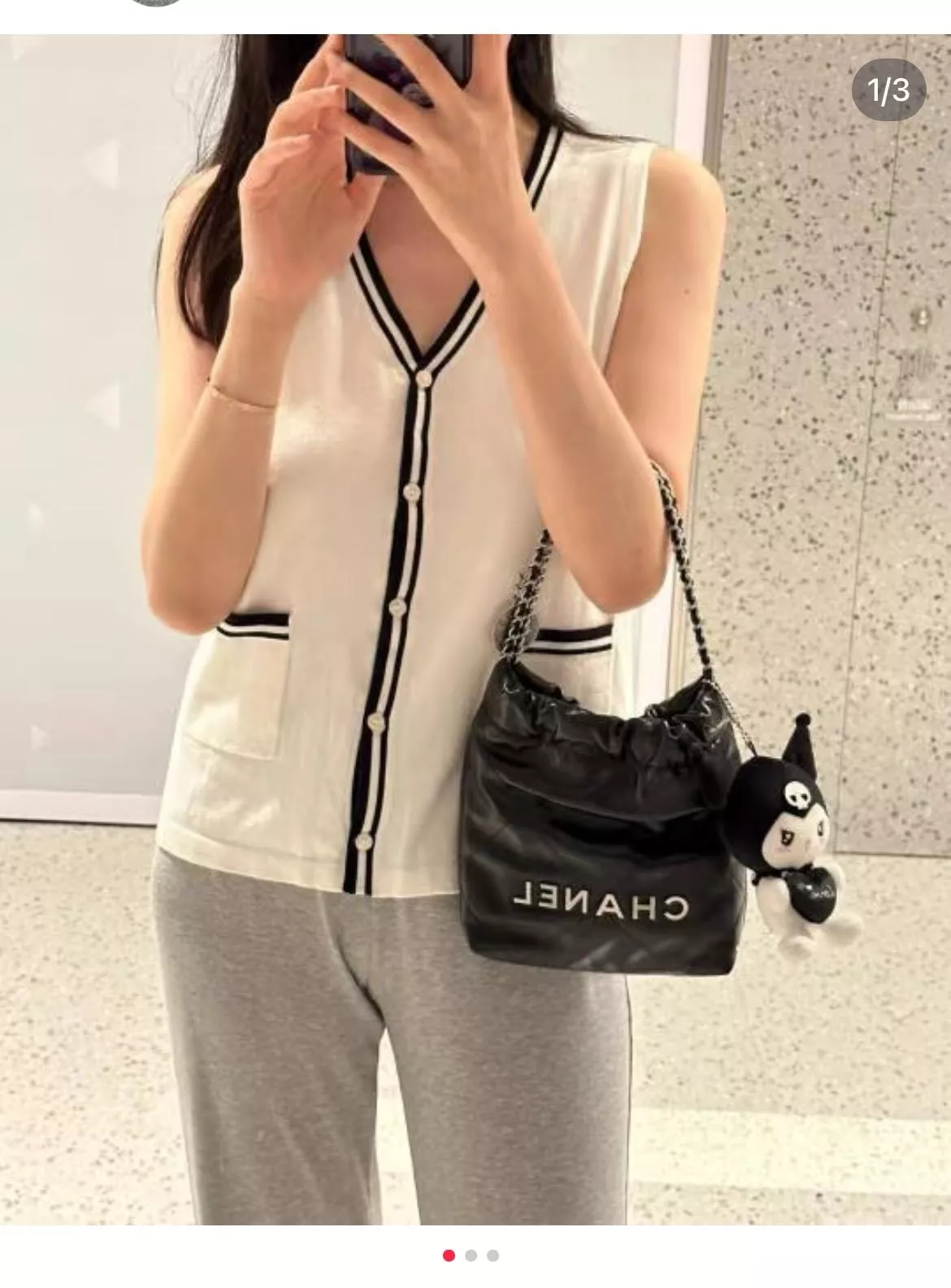 25A系列 Mini 22Bag｜黑色・銀字 小牛皮材質斜挎包