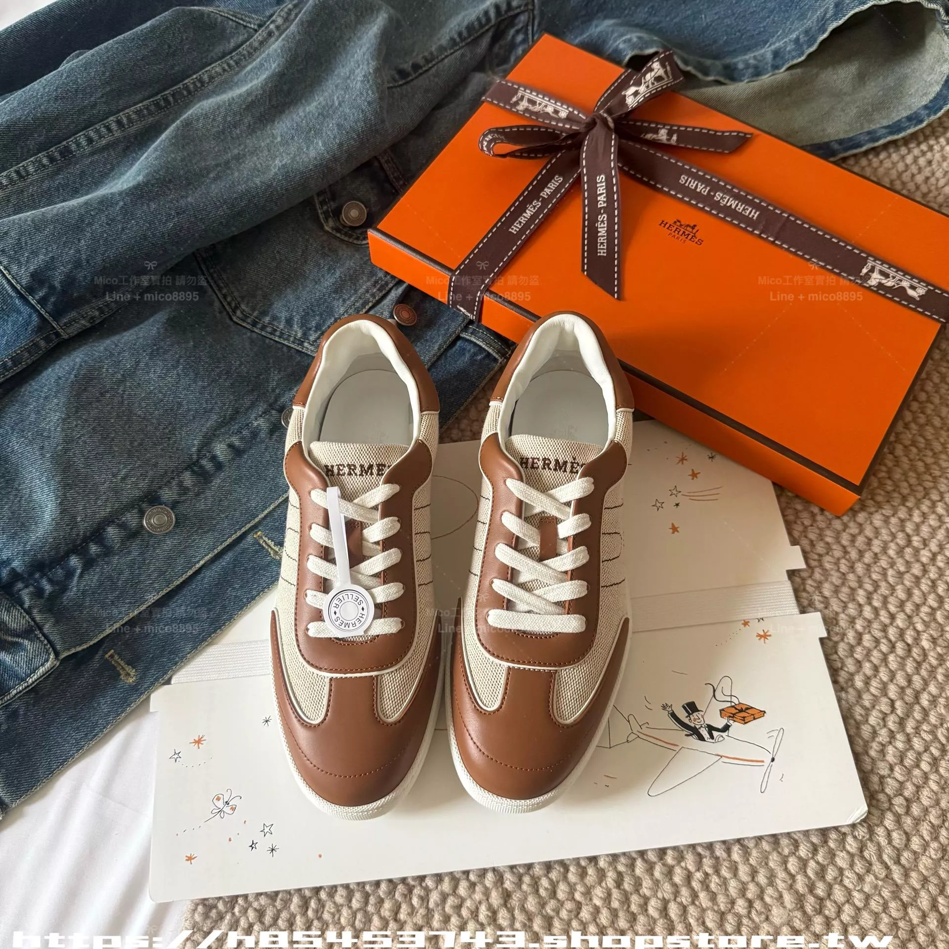 HER 26 Match 系列休閒運動鞋｜棕色牛皮拼接帆布｜輕量舒適款