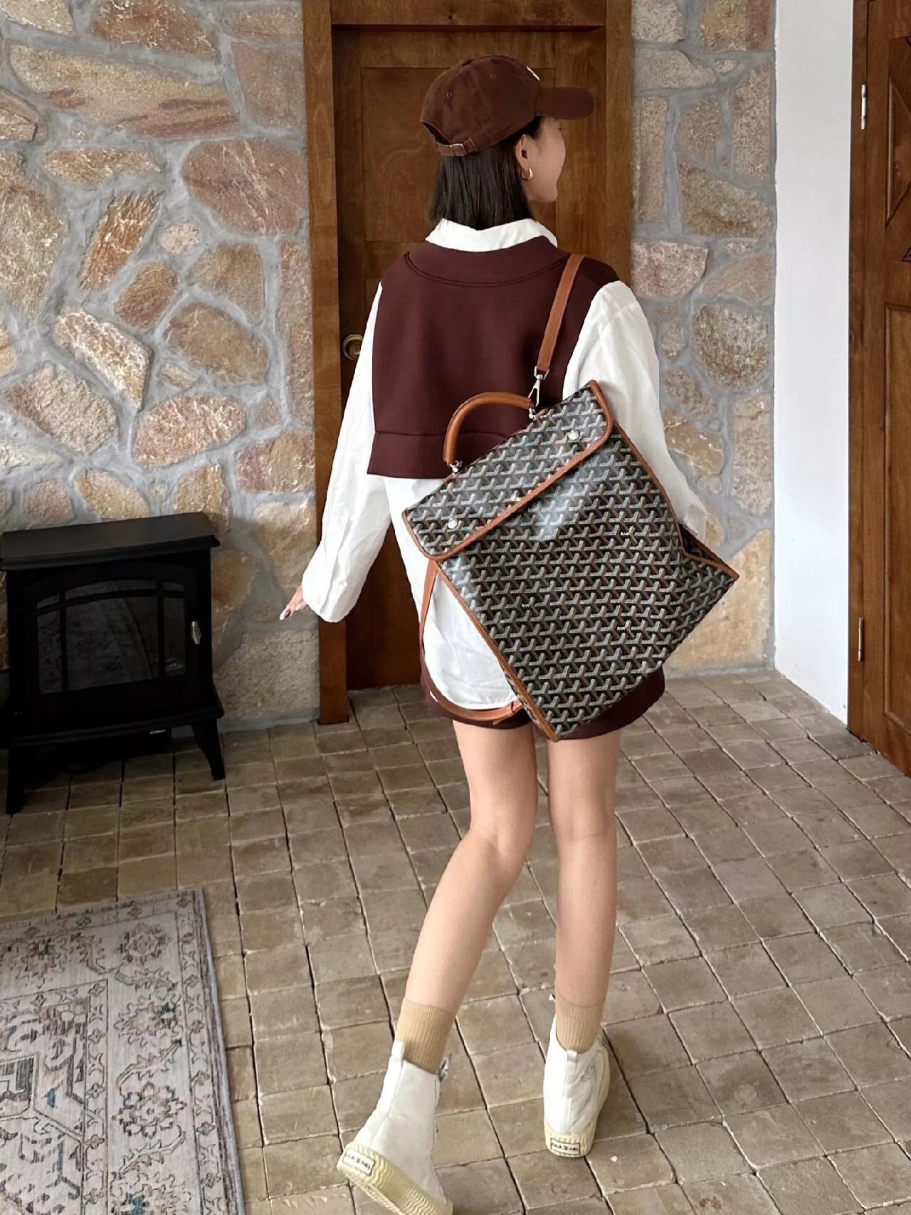 Goyard Saint Léger｜棕色 經典印花可折疊雙肩包 輕量多用途款