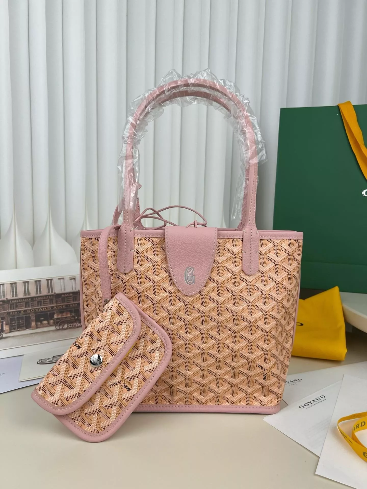 Goyard 粉色 Anjou Mini 托特包｜雙面設計・迷你尺寸 20cm
