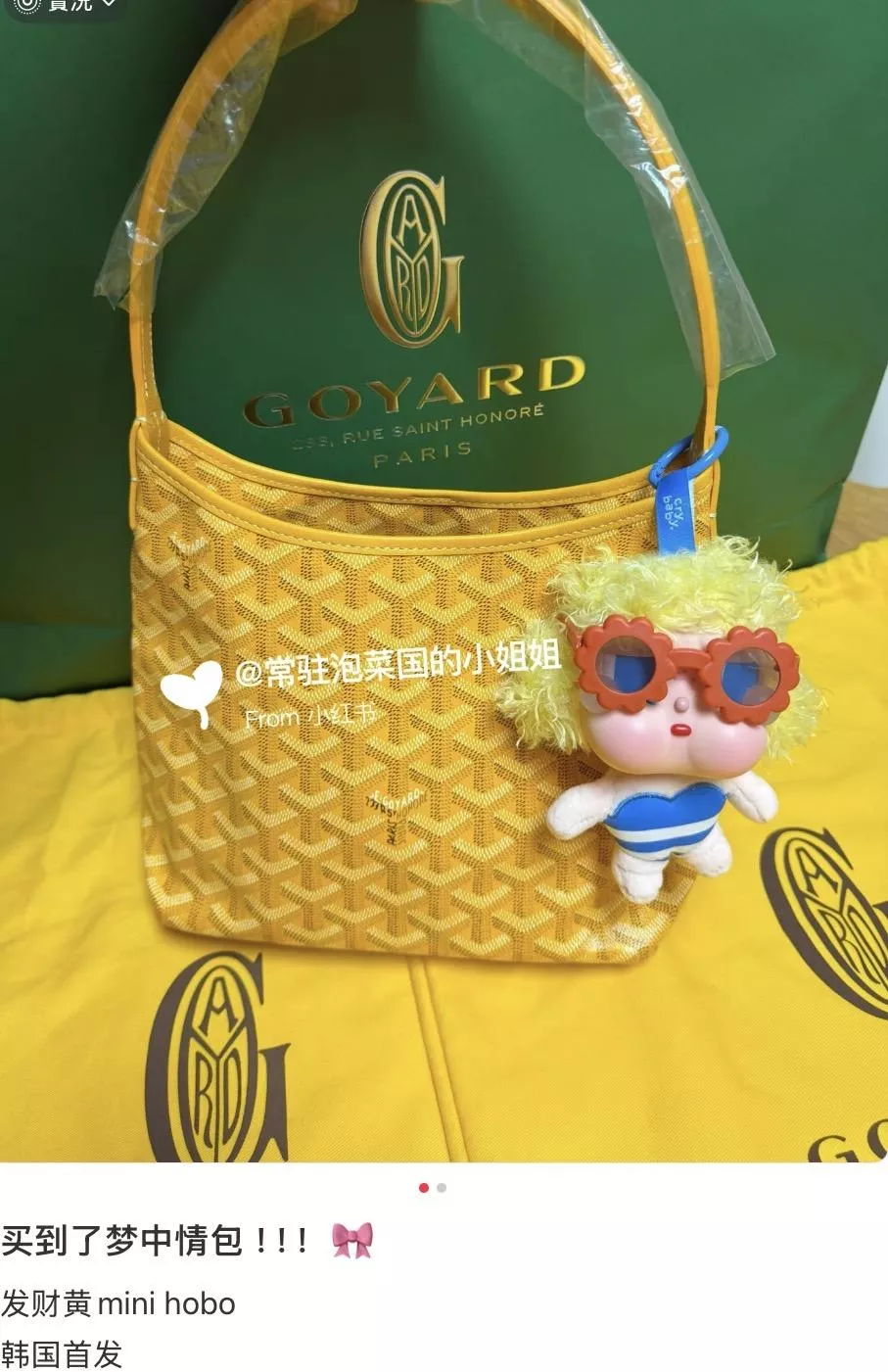 Goyard 發財黃 Boheme Hobo Mini 半月包｜日常高使用率款 26cm