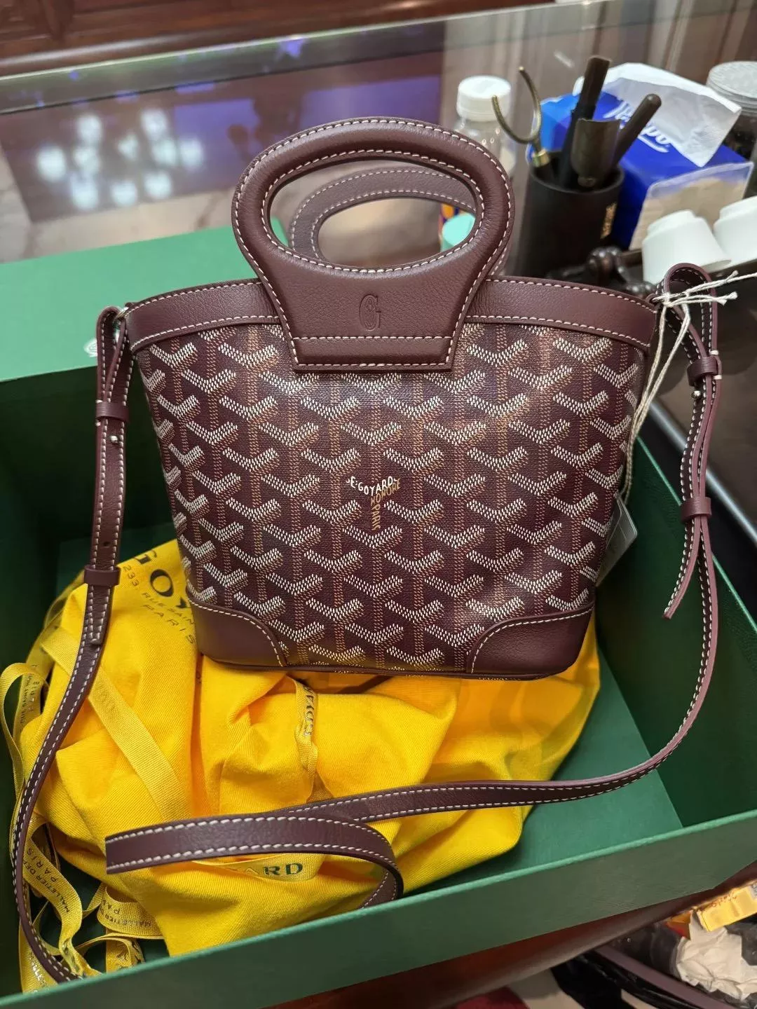 Goyard 棗紅色 Beluga Mini 束口水桶包 菜籃子｜手提肩背兩用款 23cm