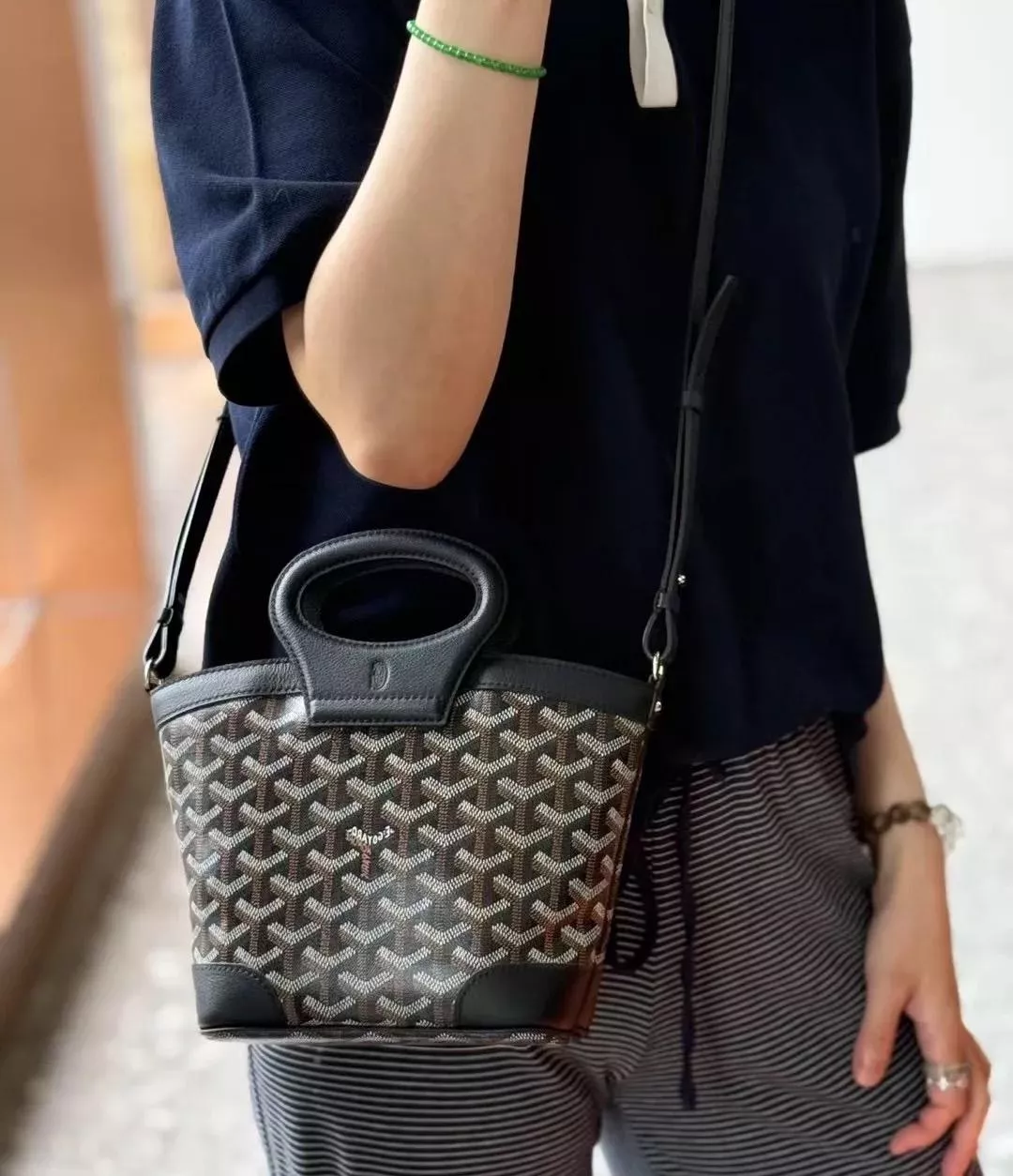 Goyard 黑色 Beluga Mini 束口水桶包 菜籃子｜手提肩背兩用款 23cm