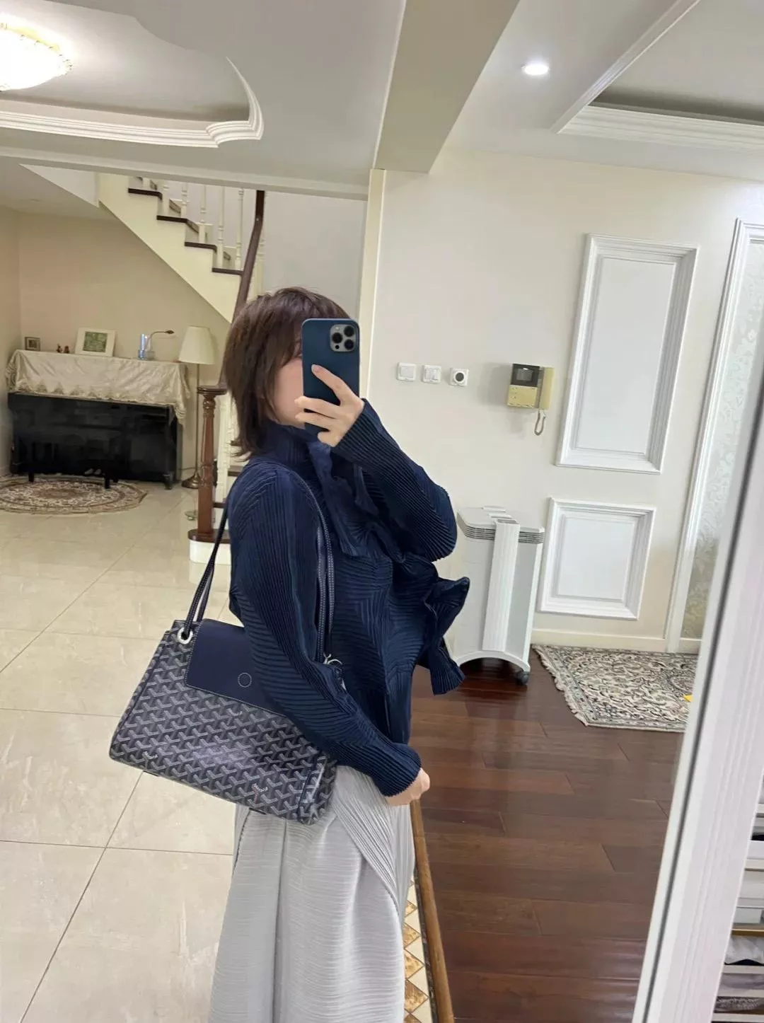 Goyard 深藍色 Rouette｜經典通勤托特包・日常通勤首選・輕便大容量款 31cm