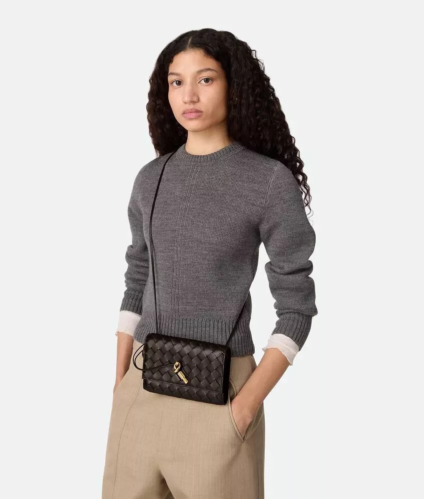 巧克力棕 Andiamo Pouch on Strap 小羊皮編織包 WOC｜手拿・單肩・斜挎三用