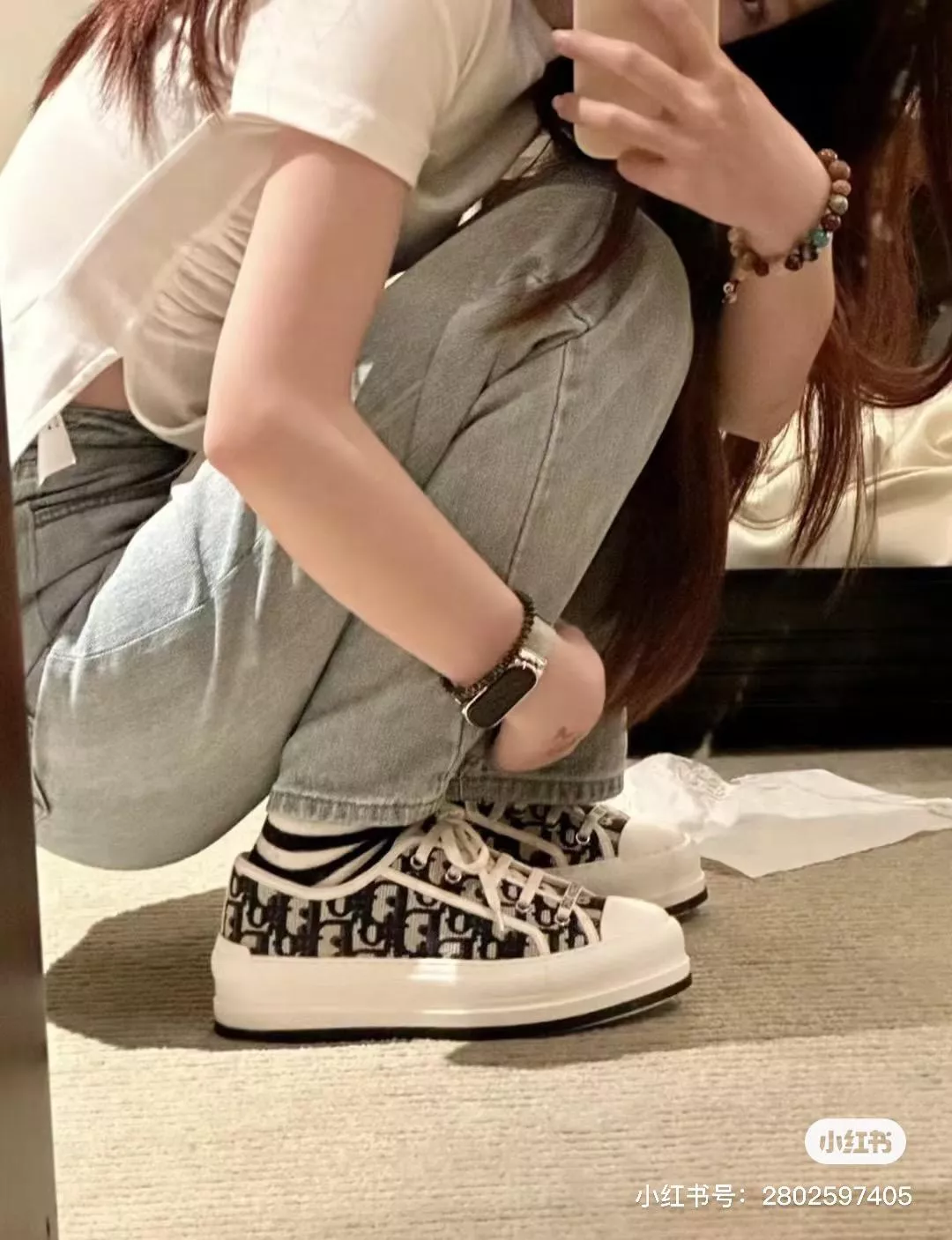 經典老花字母刺繡厚底運動鞋｜立體刺繡設計｜厚底休閒鞋｜35-39