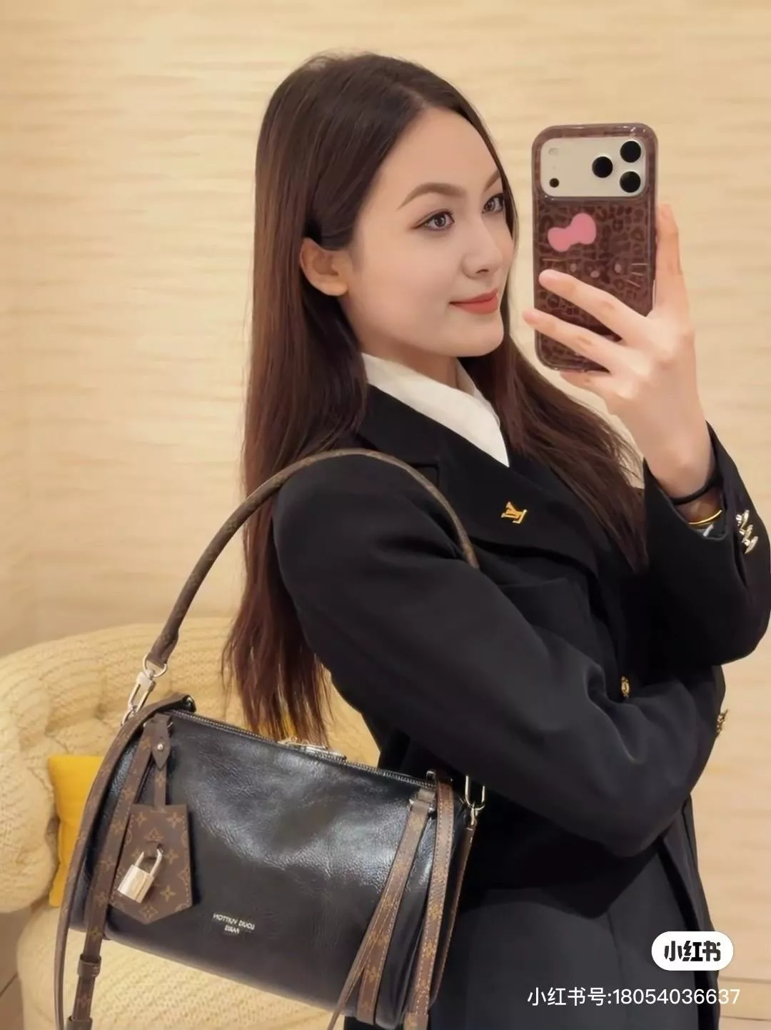 EXPRESS PM 小號波士頓包 M27920 Monogram Saga 小牛皮手袋（26cm）