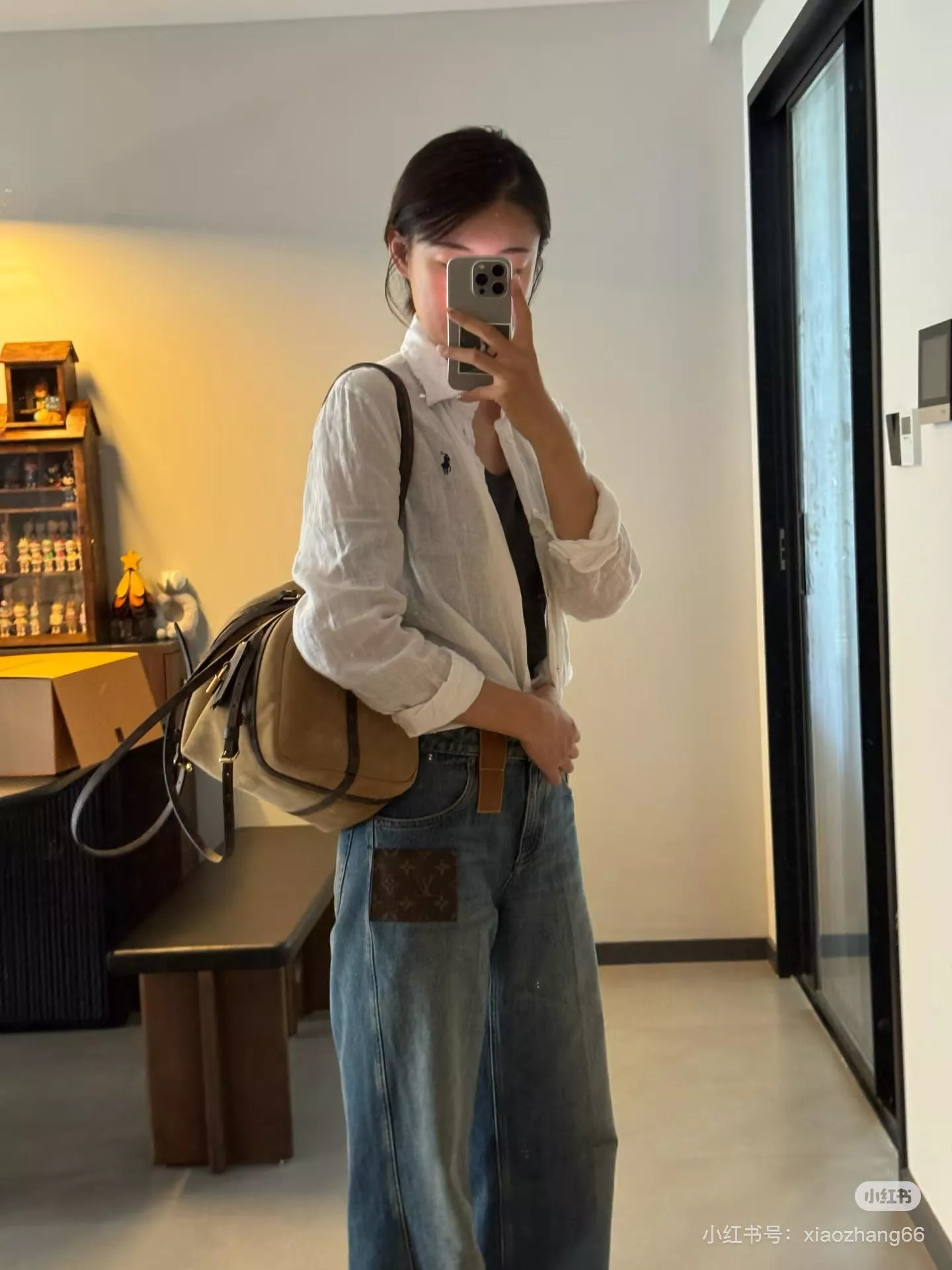 Express MM 中號 波士頓手袋｜M26358｜麂皮拼老花復古包 通勤斜背包 手提包