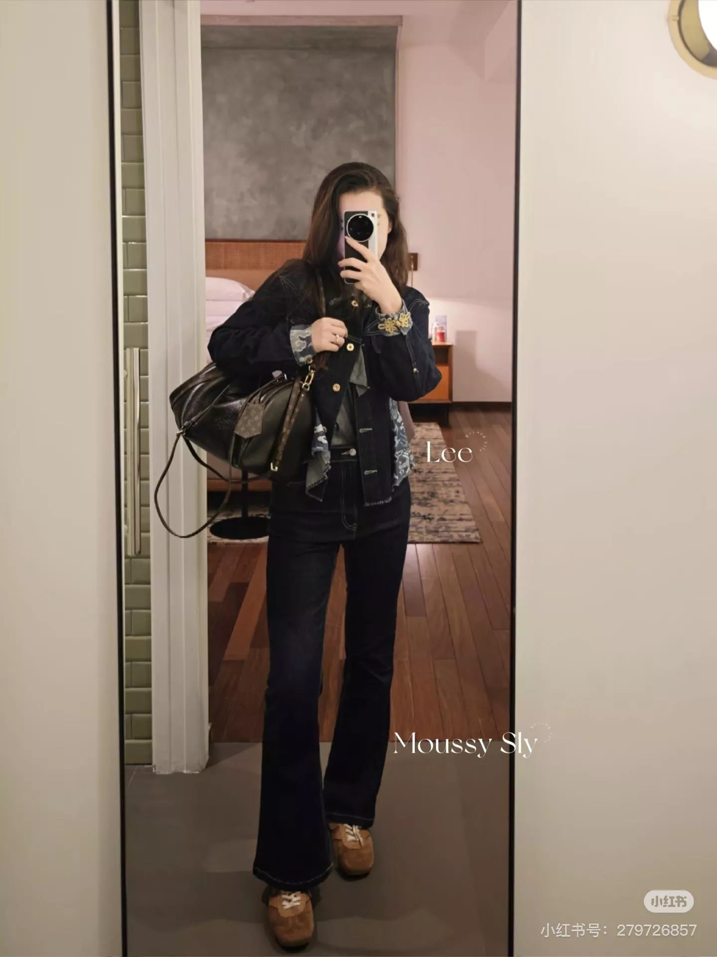 Express MM 中號 波士頓手袋｜M26359｜小牛皮拼老花通勤包 手提斜背包