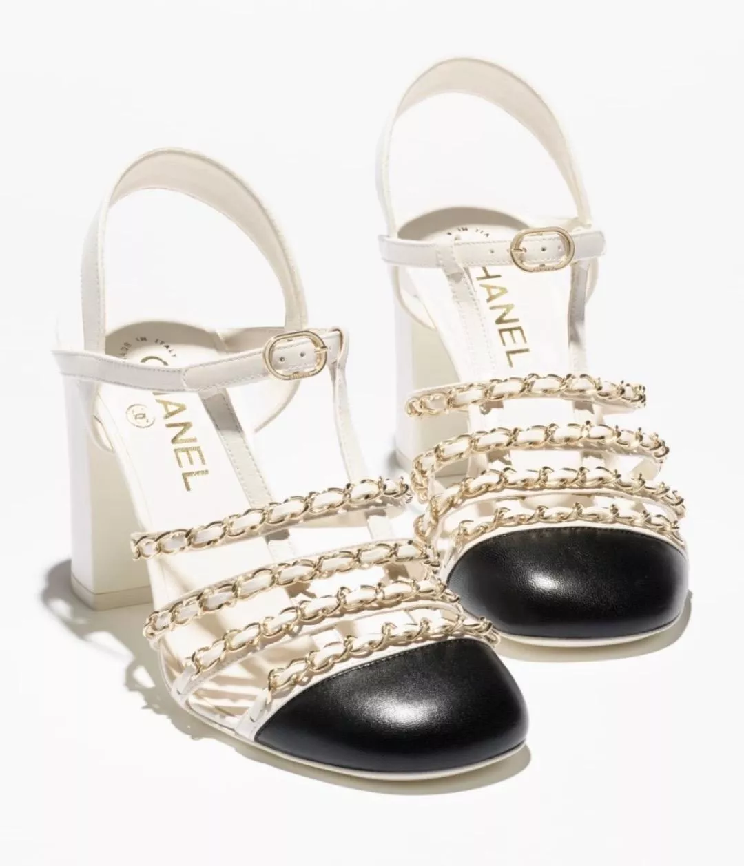 26C 鏈條粗跟涼鞋｜包頭後空高跟鞋｜9CM 粗跟涼鞋｜35-41