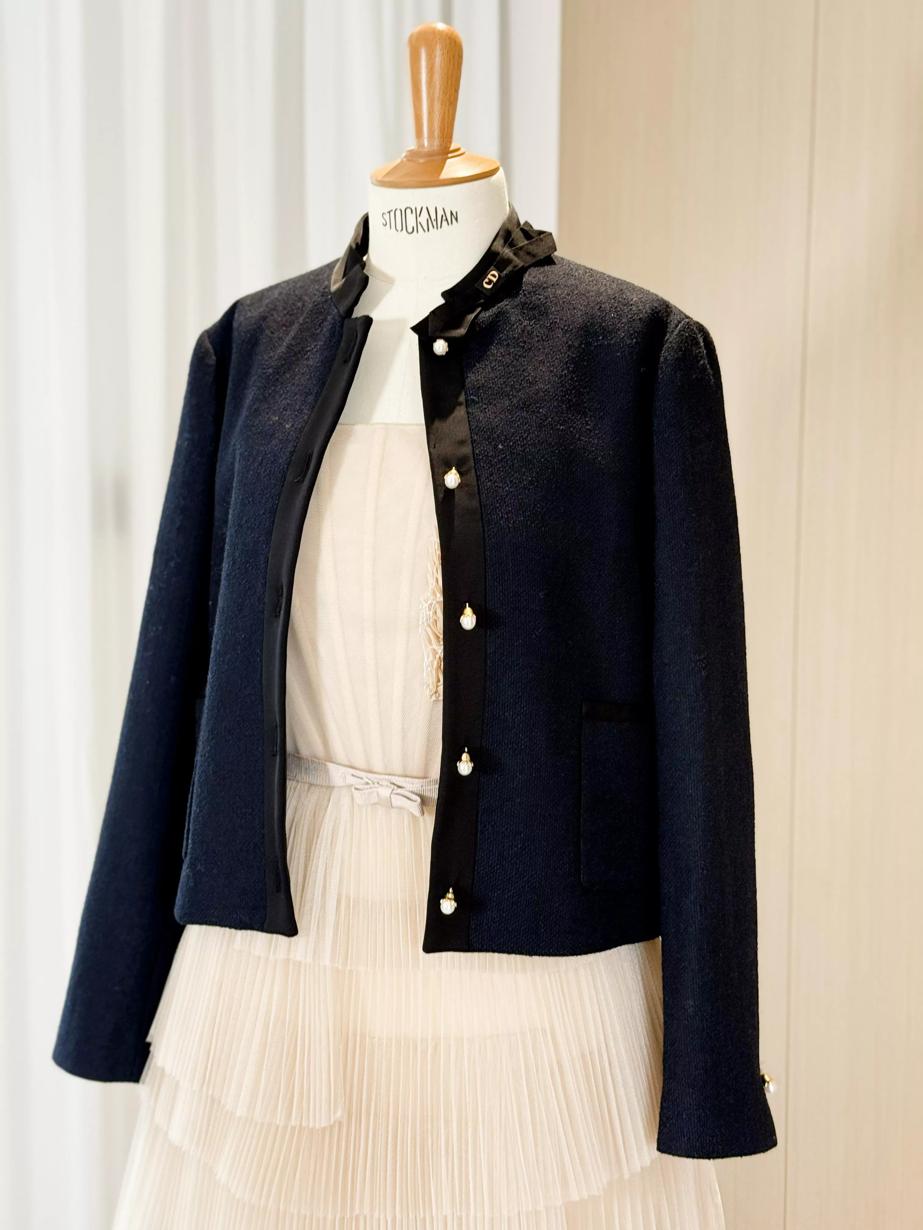 DIOR 蝴蝶結領粗花呢短外套｜圓領優雅短版外套｜氣質小外套｜36/38/40/42